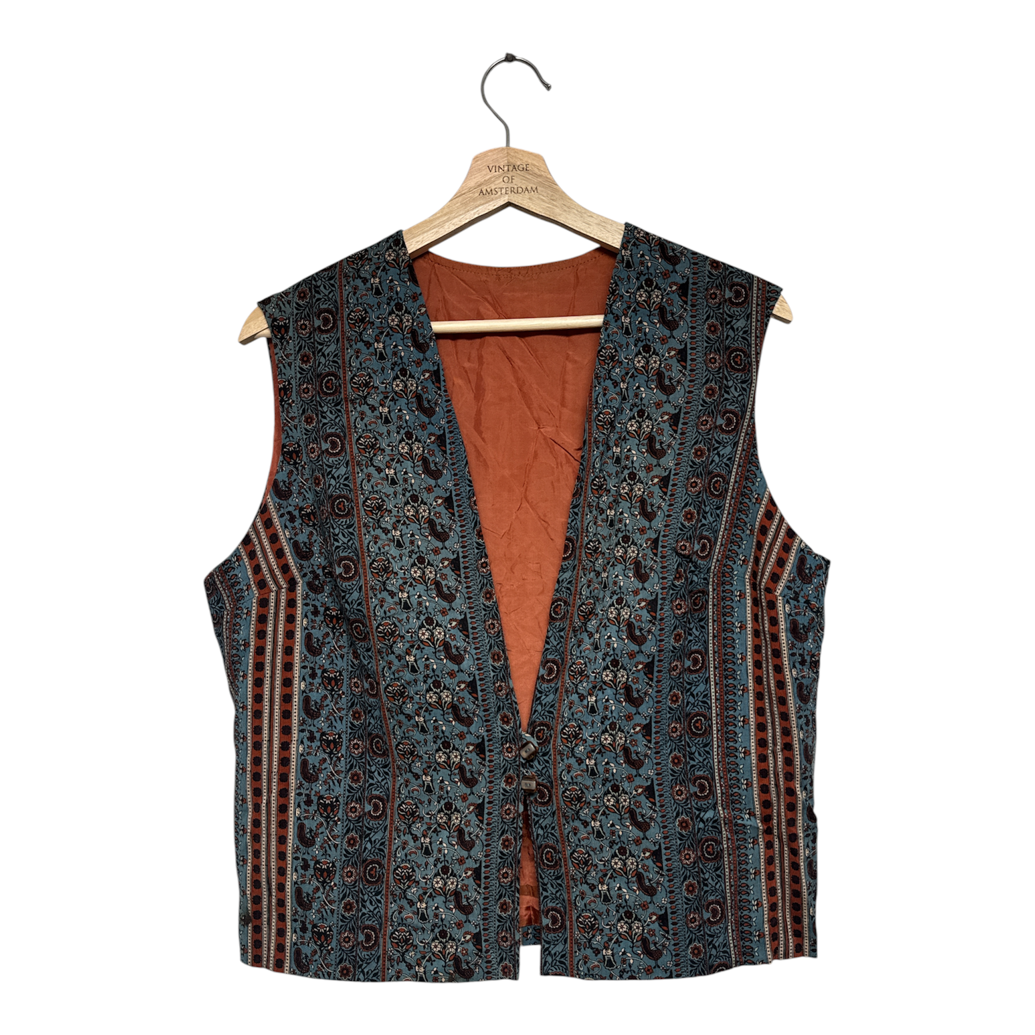 VINTAGE TEAL & RUST PAISLEY PATTERN VEST