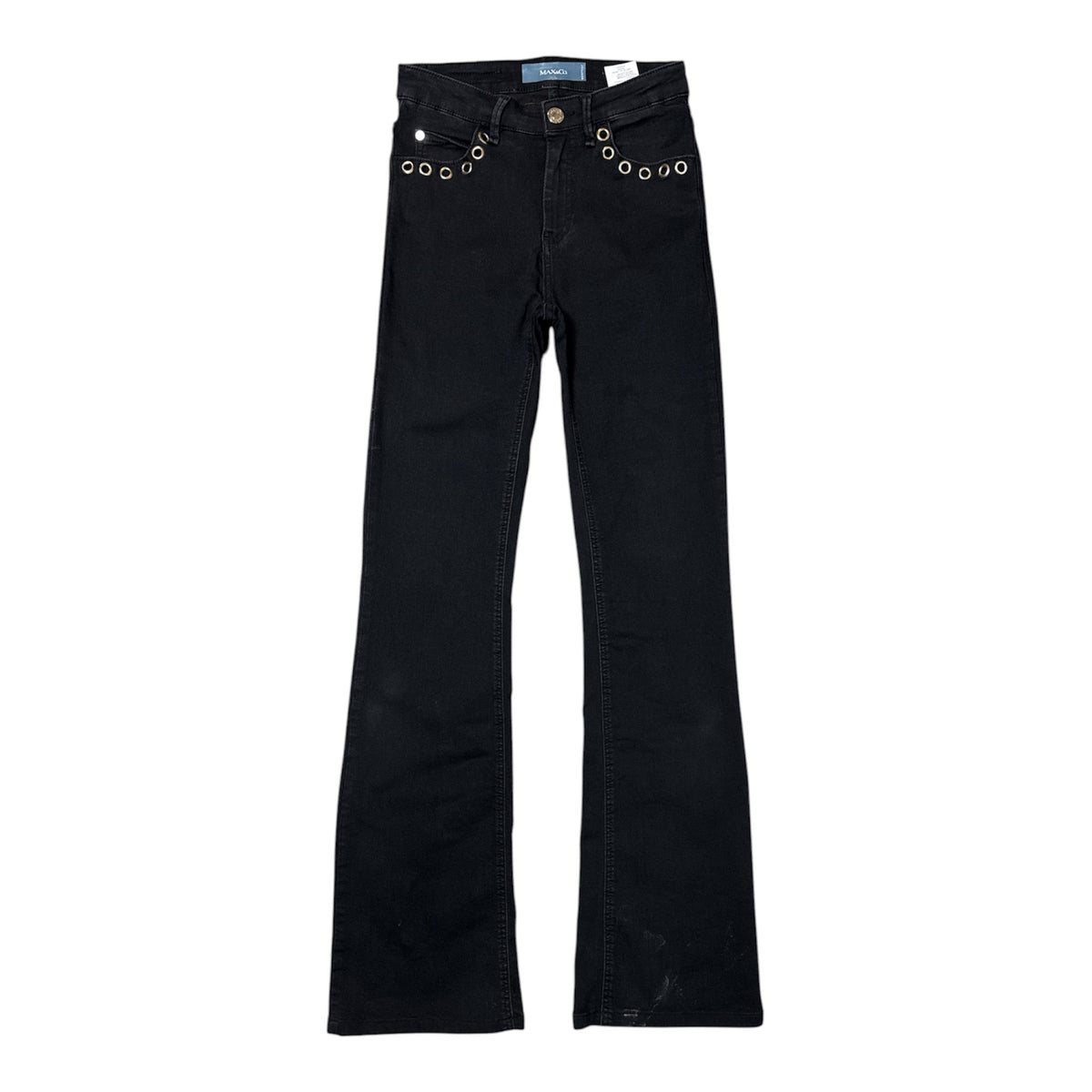 VINTAGE MAX&CO BLACK GROMMET EMBELLISHED BOOTCUT FLARED JEANS-1