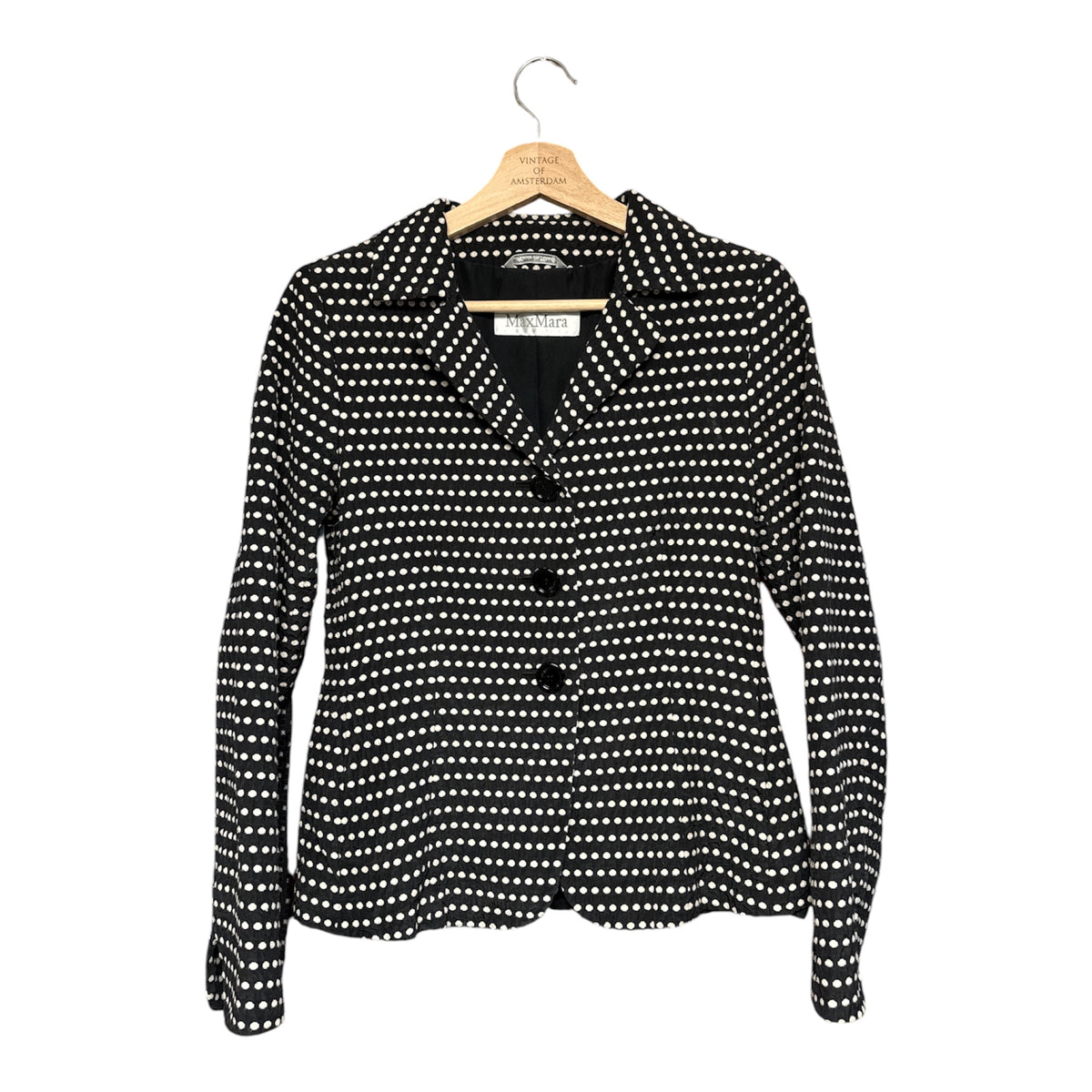 VINTAGE MAX MARA BLACK & WHITE POLKA DOT TAILORED BLAZER-1