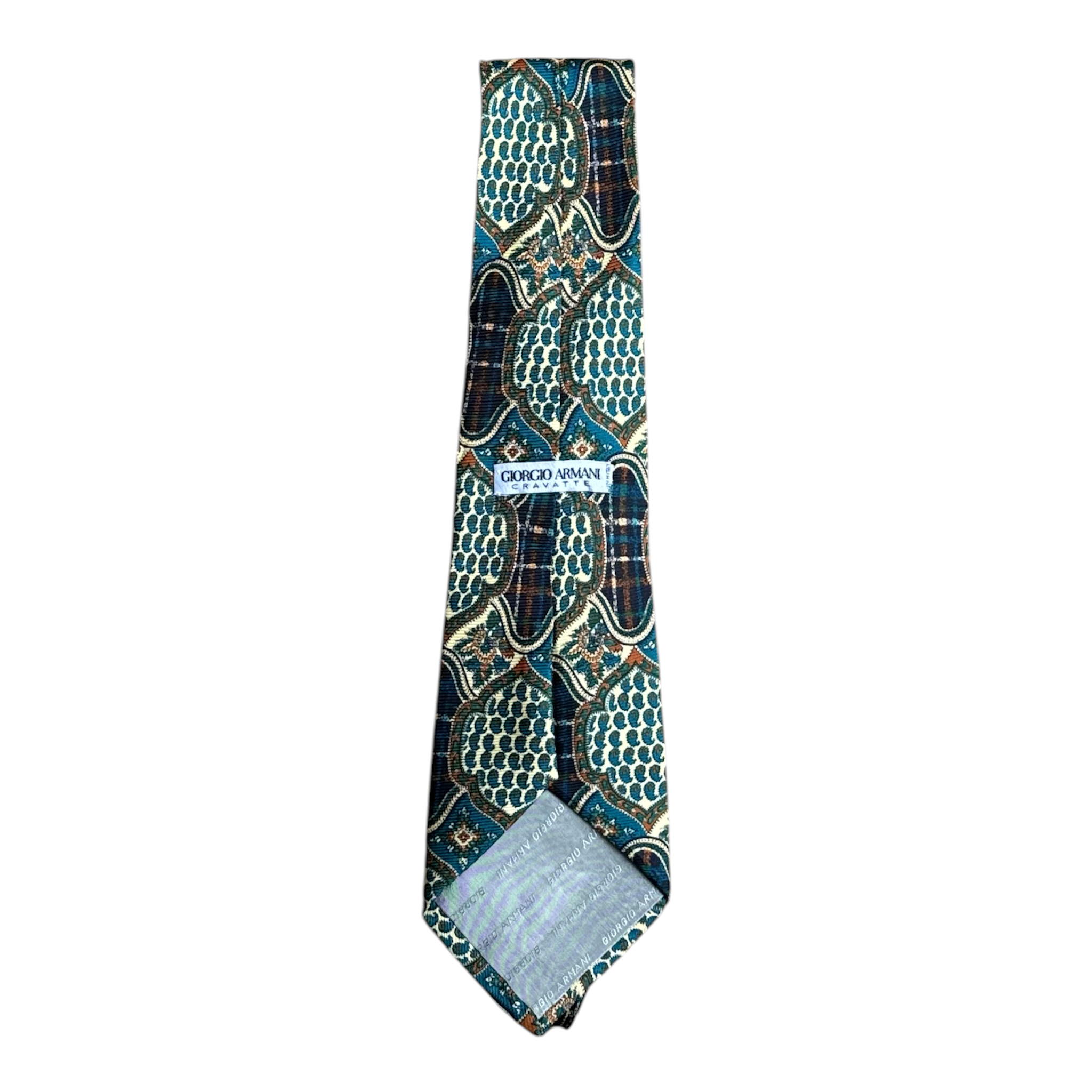 VINTAGE GIORGIO ARMANI ABSTRACT MEDALLION SILK TIE-2