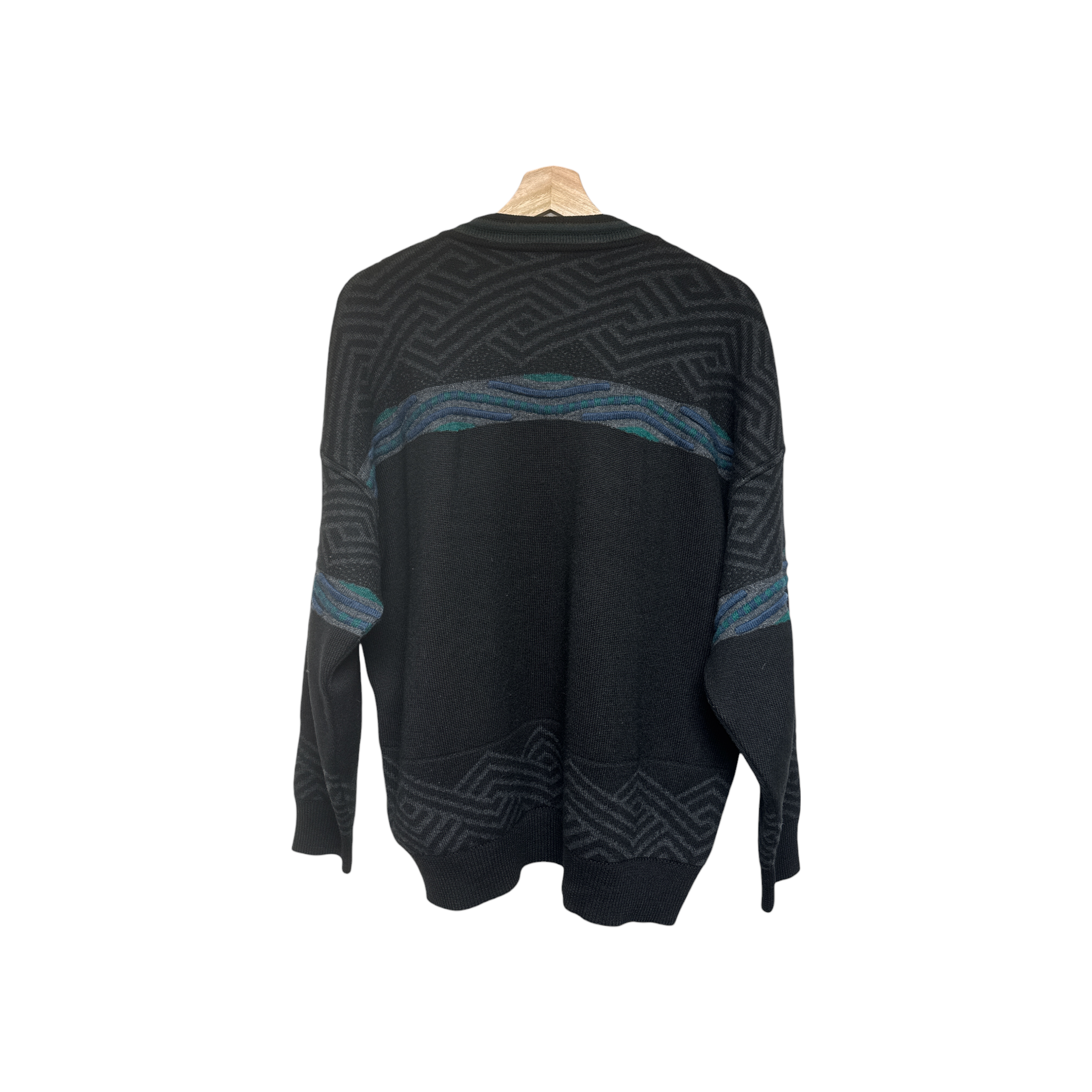 VINTAGE V-NECK MULTI PATTERNED SWEATER-2