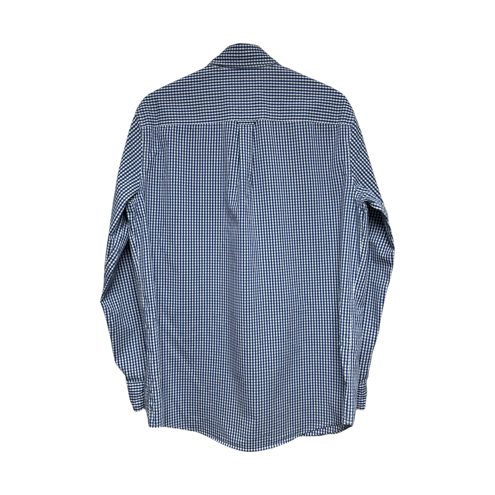 VINTAGE CHAPS BLUE GINGHAM CHECK LONG SLEEVE BUTTON-DOWN SHIRT WITH CHEST POCKET-2