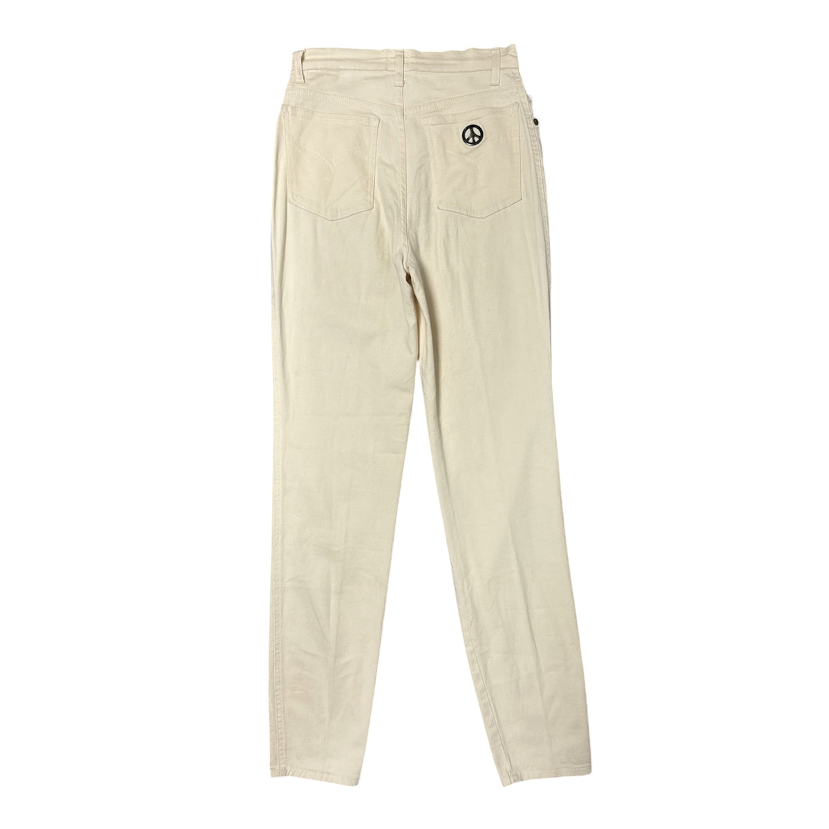 VINTAGE MOSCHINO CREAM PEACE SIGN POCKET STRAIGHT LEG TROUSERS-2