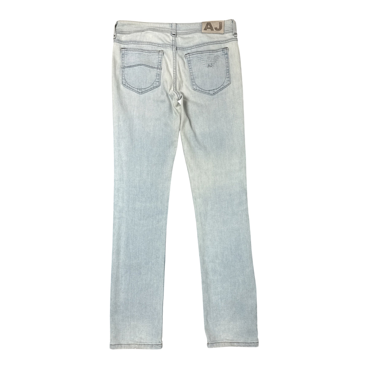 VINTAGE ARMANI JEANS LIGHT WASH BLEACH FADE STRAIGHT LEG DENIM JEANS-2
