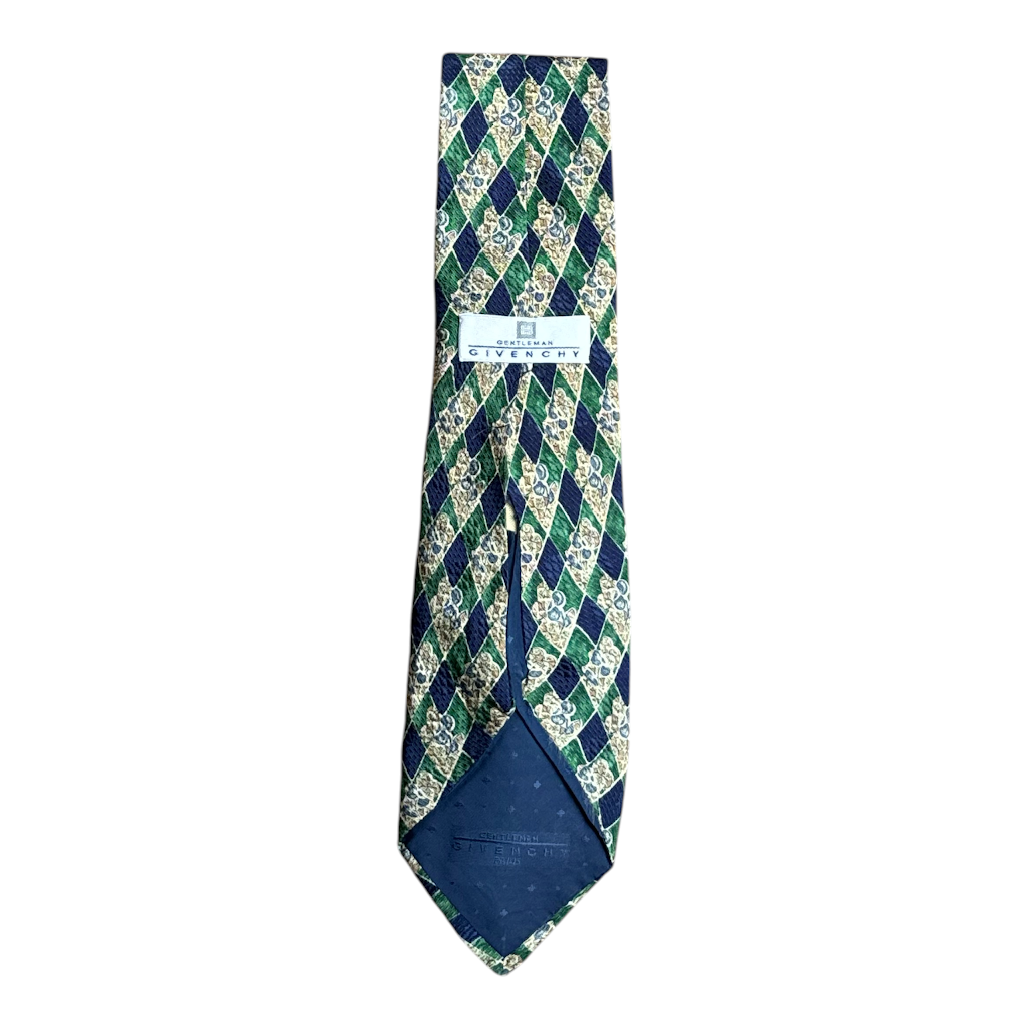 VINTAGE GIVENCHY GENTLEMAN PARIS FOREST GREEN MICRO-PATTERN SILK TIE-2