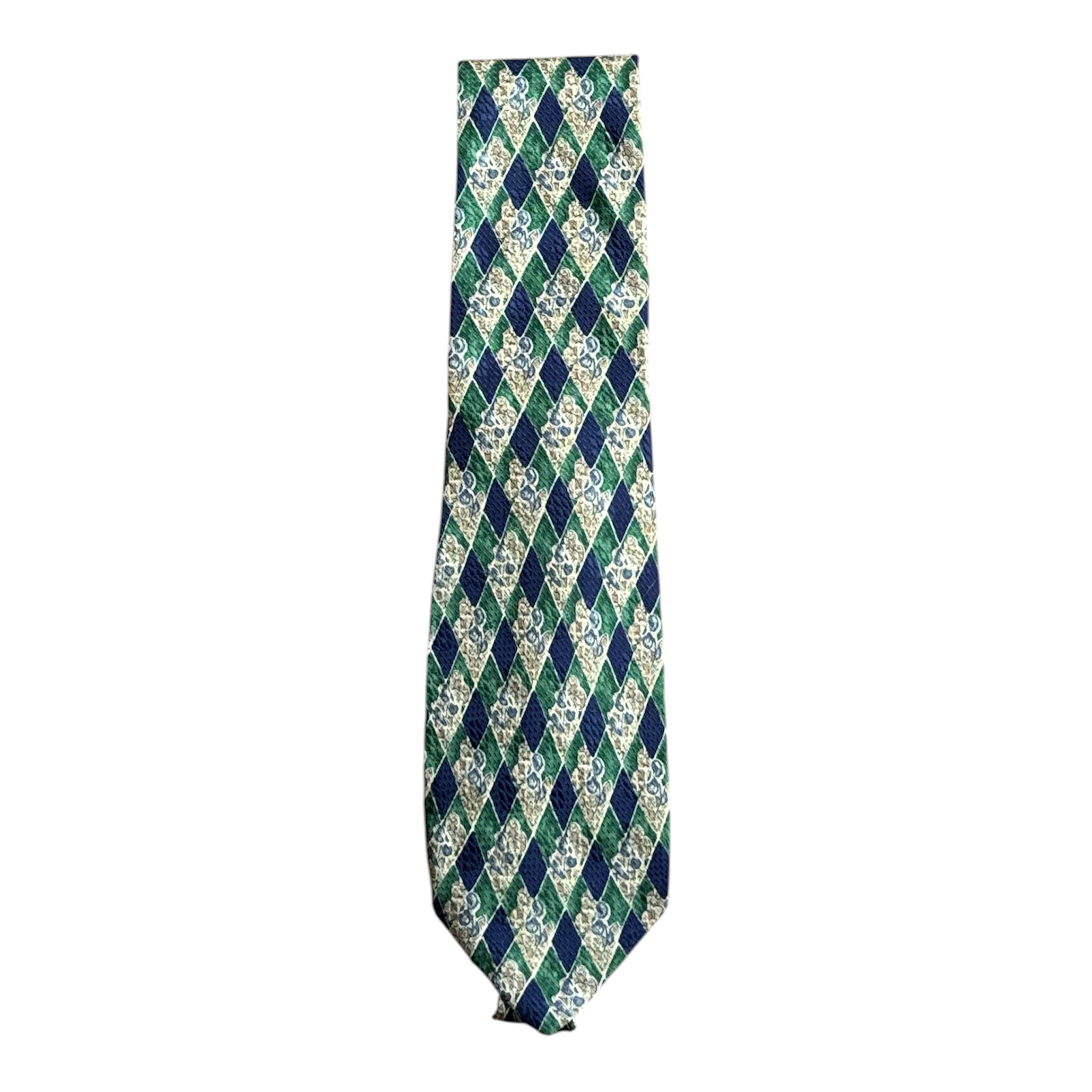 VINTAGE GIVENCHY GENTLEMAN PARIS FOREST GREEN MICRO-PATTERN SILK TIE-1