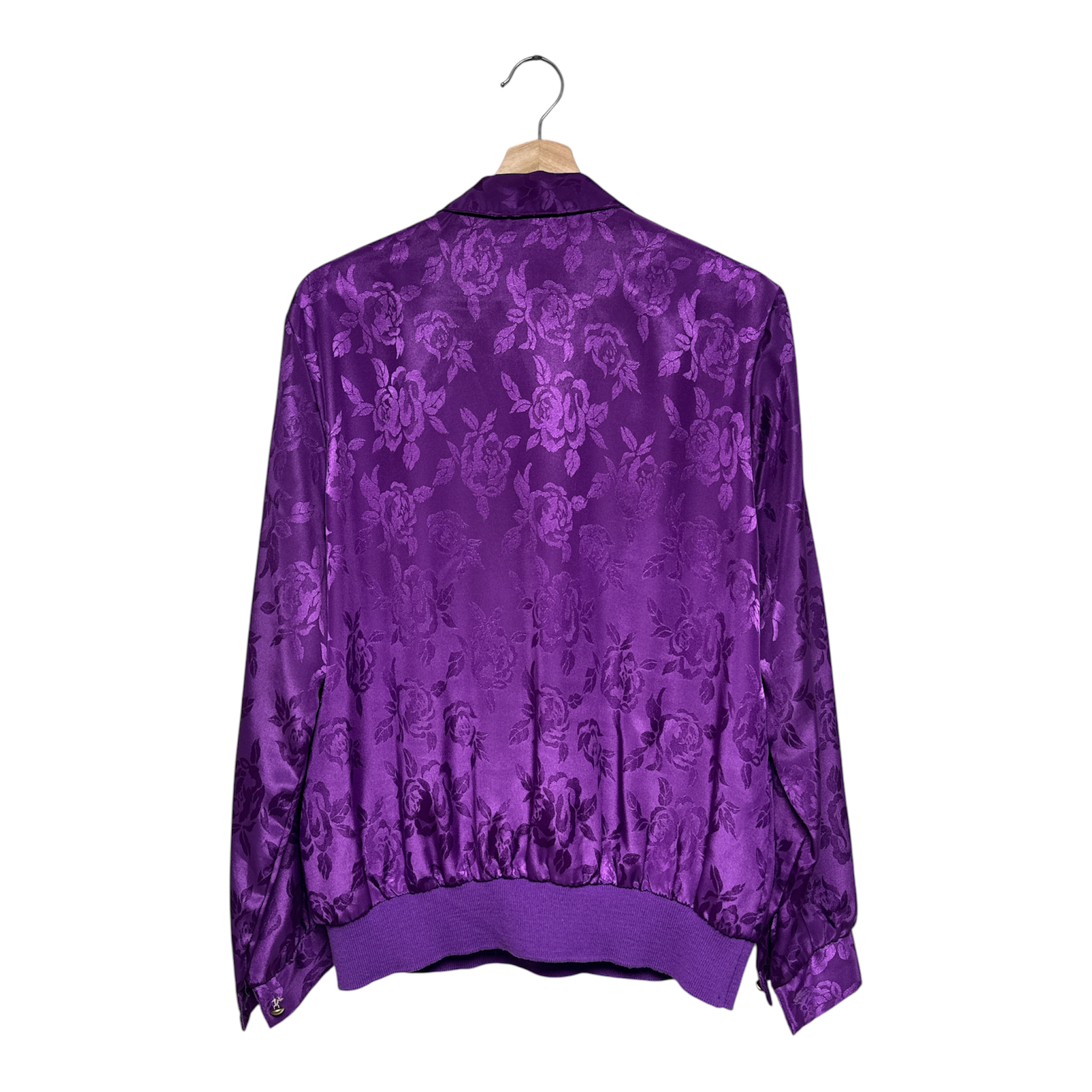 VINTAGE PURPLE FLORAL SATIN BLOUSE-2