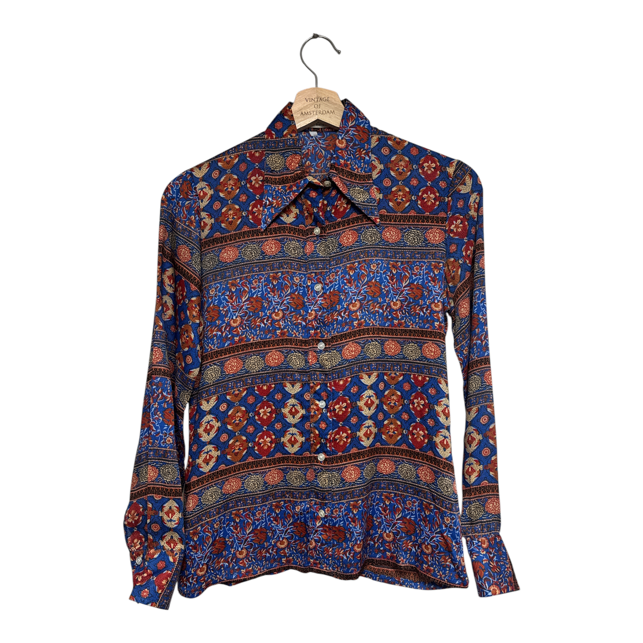 VINTAGE 70S BOHO FLORAL PRINT BUTTON-UP BLOUSE