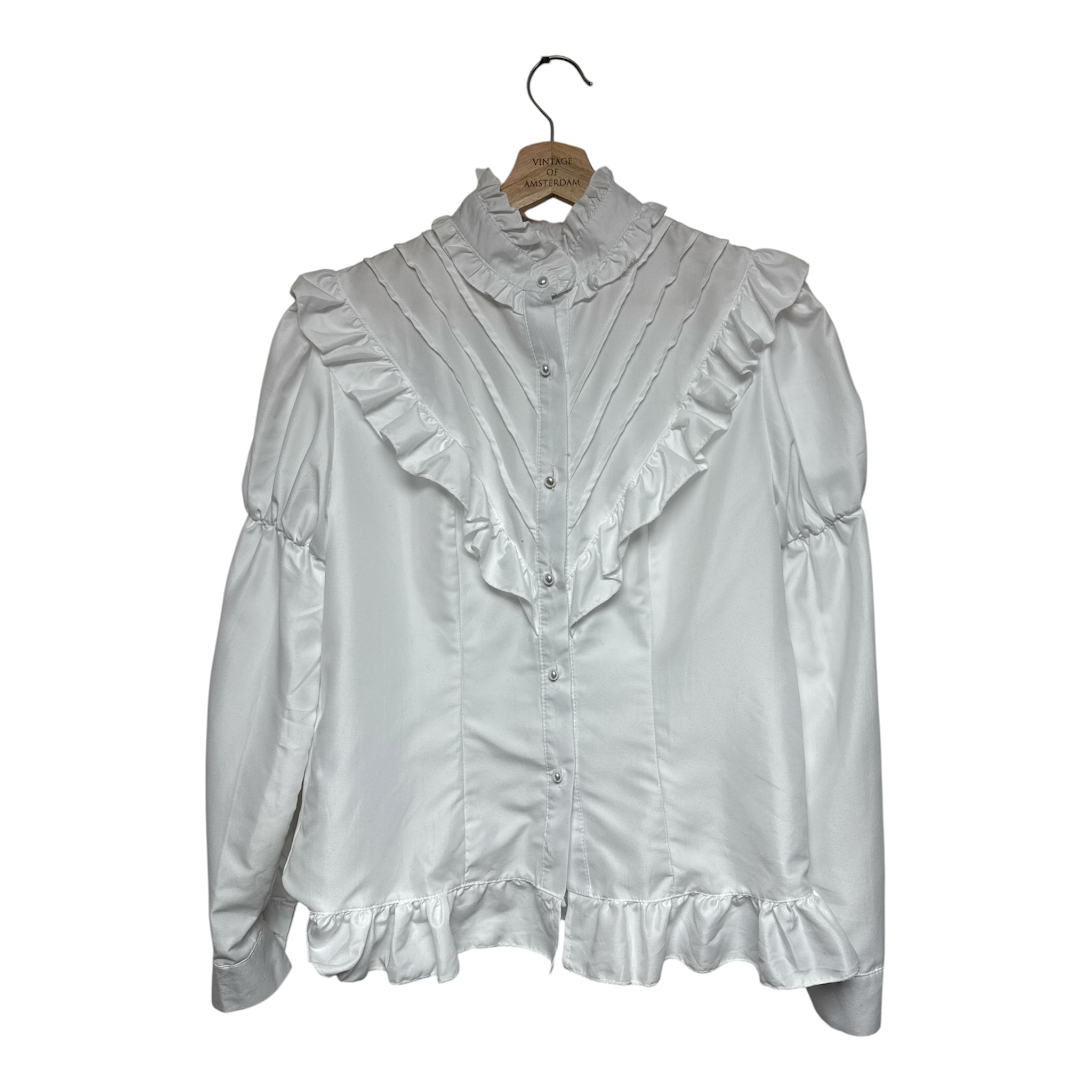 VINTAGE WHITE RUFFLE BLOUSE-1