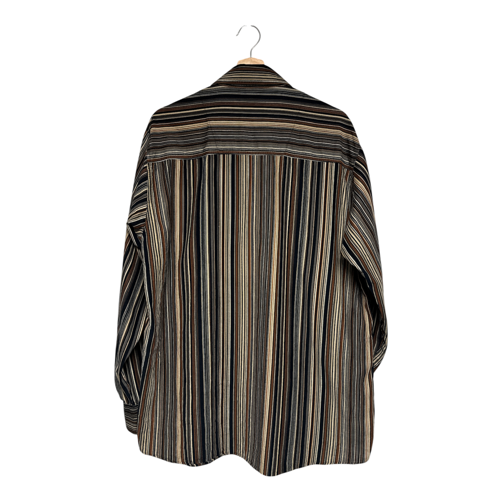 VINTAGE CORDUROY VERTICAL STRIPE BUTTON-UP SHIRT-2