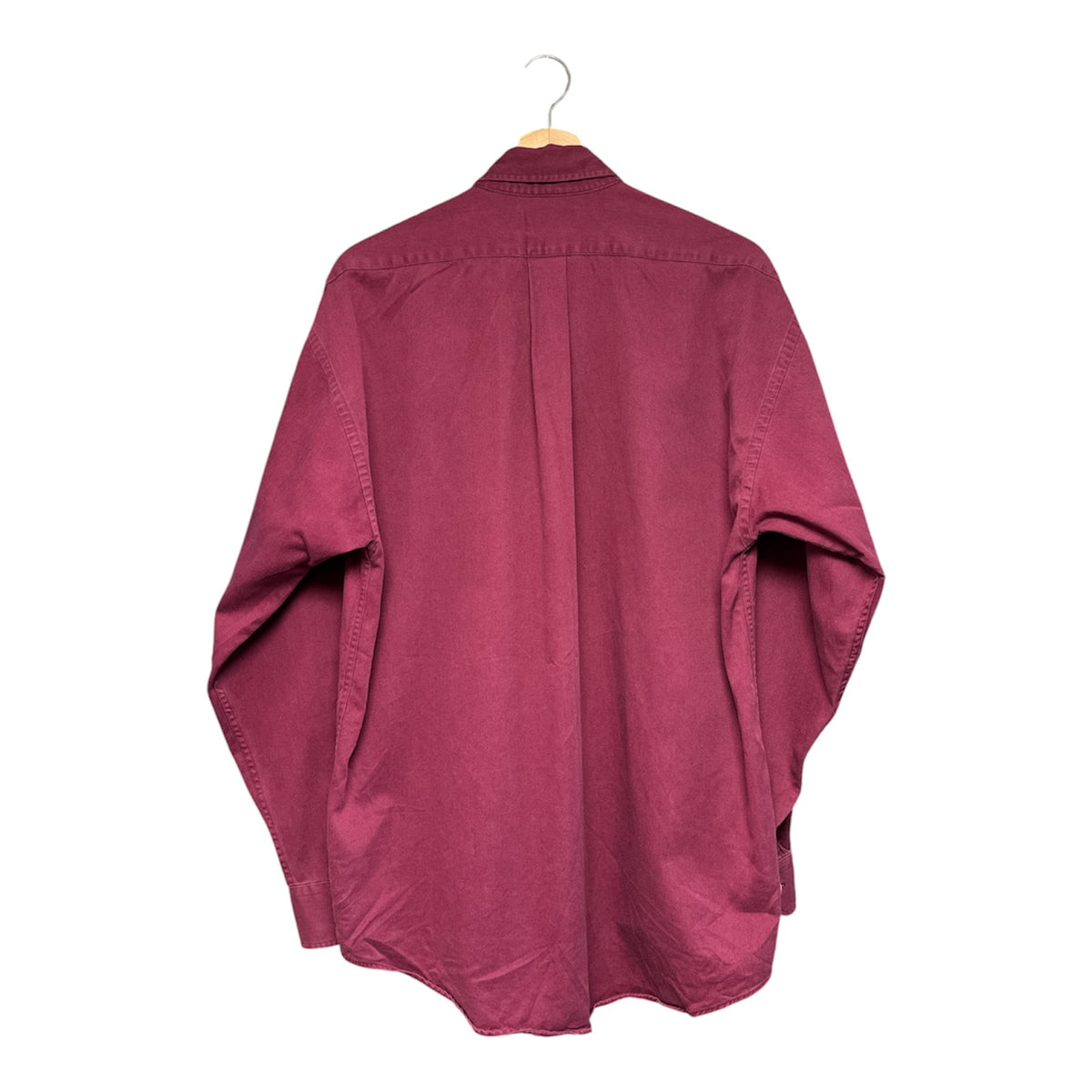 VINTAGE YVES SAINT LAURENT EMBROIDERED LOGO BURGUNDY LONG SLEEVE BUTTON DOWN SHIRT-2