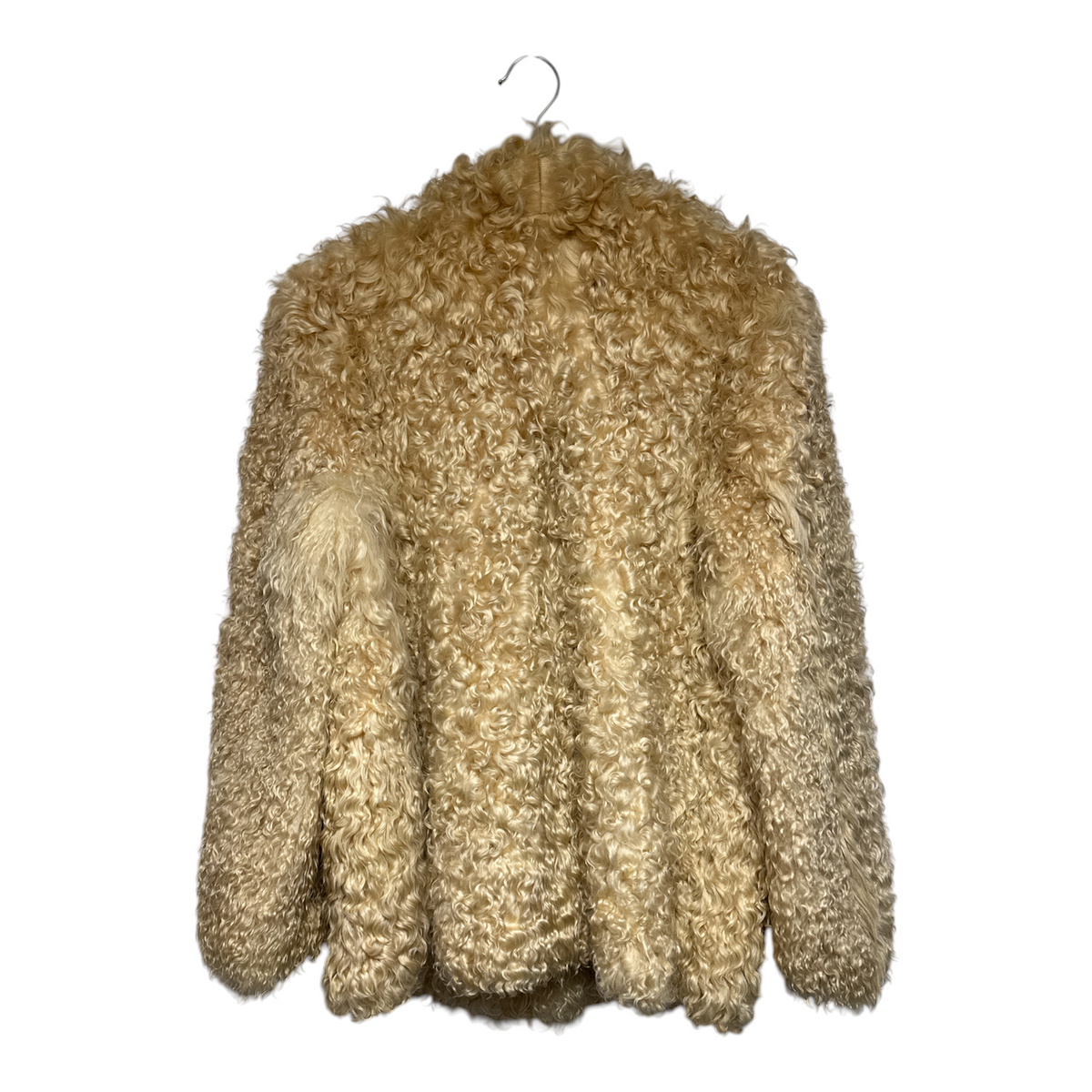 VINTAGE CREAM CURLY SHEARLING FUR COAT-2