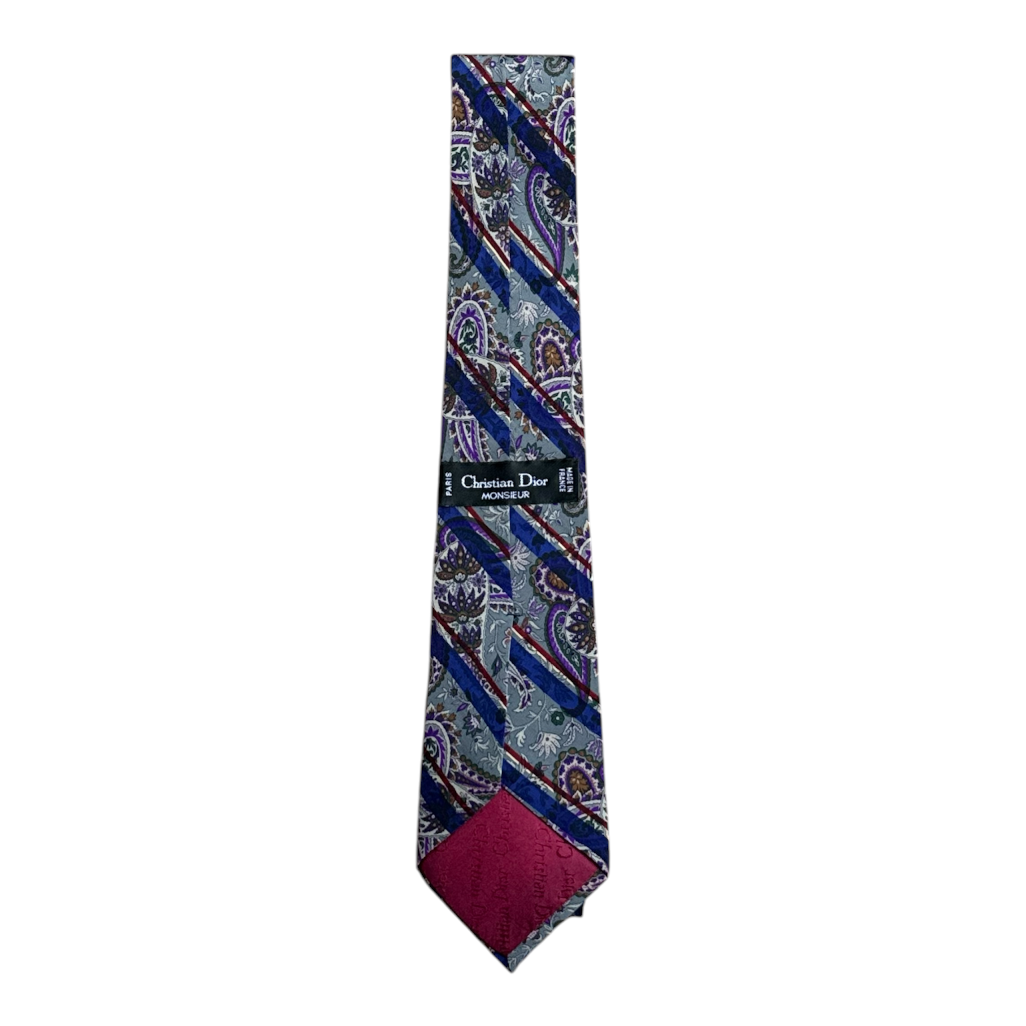 VINTAGE CHRISTIAN DIOR MONSIEUR PAISLEY STRIPE SILK TIE-2