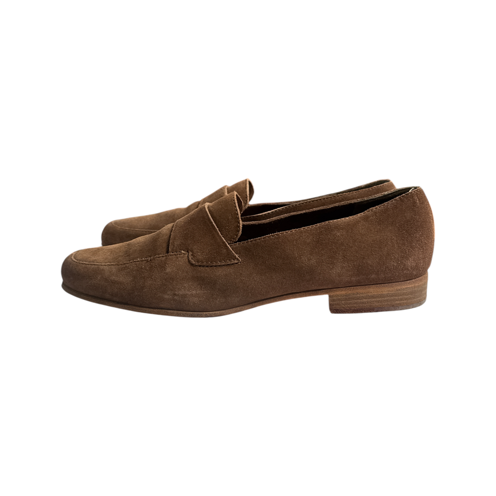 VINTAGE PRADA MILANO TAUPE SUEDE SLIP-ON LOAFERS