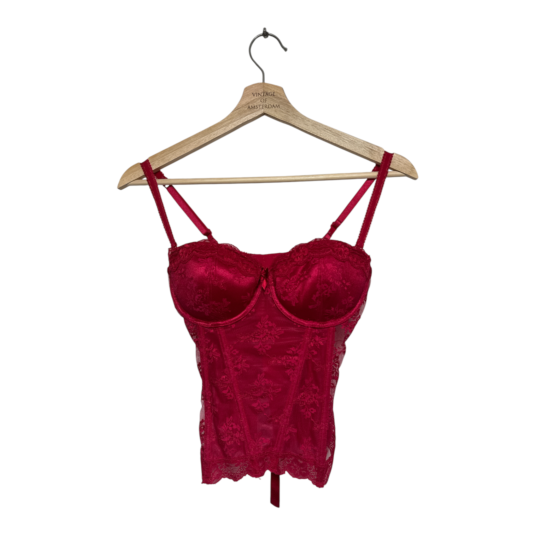 VINTAGE RED LACE BUSTIER CORSET TOP
