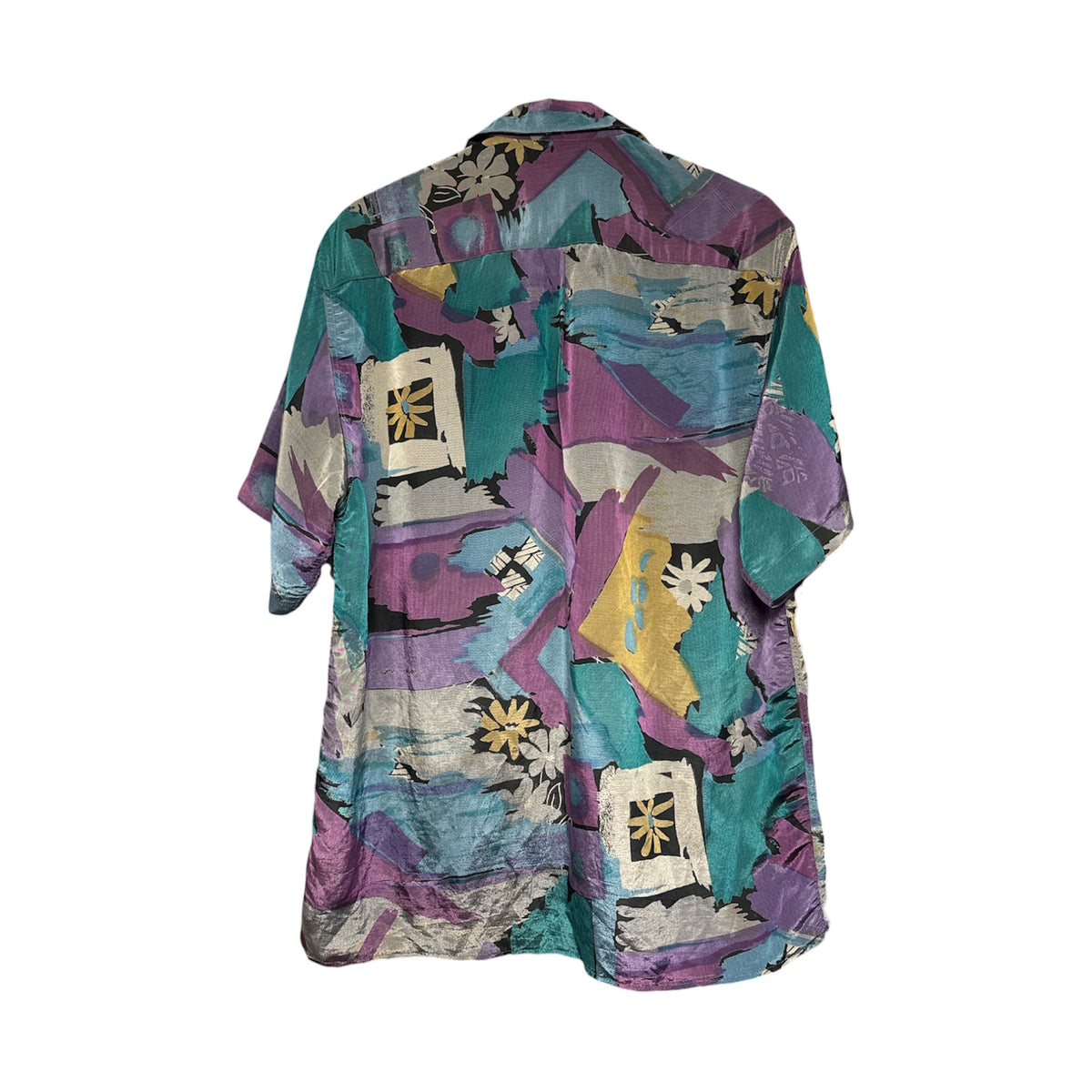 VINTAGE CHRISTIAN DIOR ABSTRACT GRAPHIC SHORT SLEEVE SILK SHIRT-2