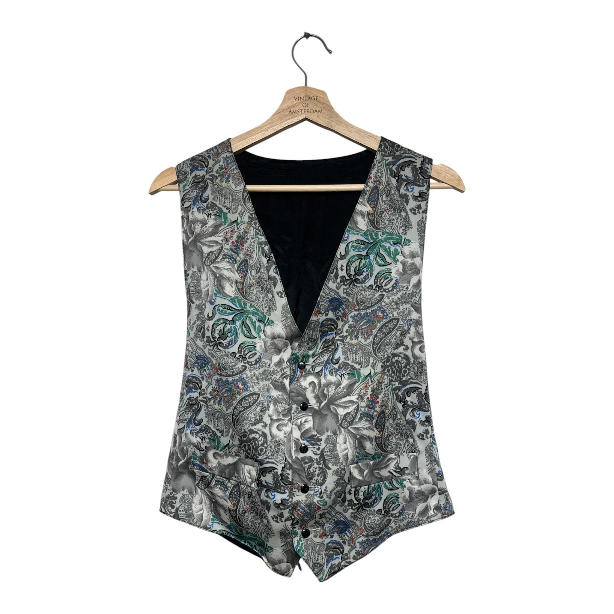 VINTAGE GRAY PAISLEY FLORAL VEST