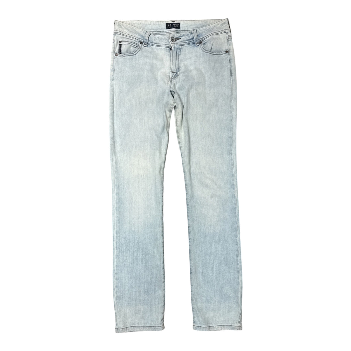 VINTAGE ARMANI JEANS LIGHT WASH BLEACH FADE STRAIGHT LEG DENIM JEANS-1