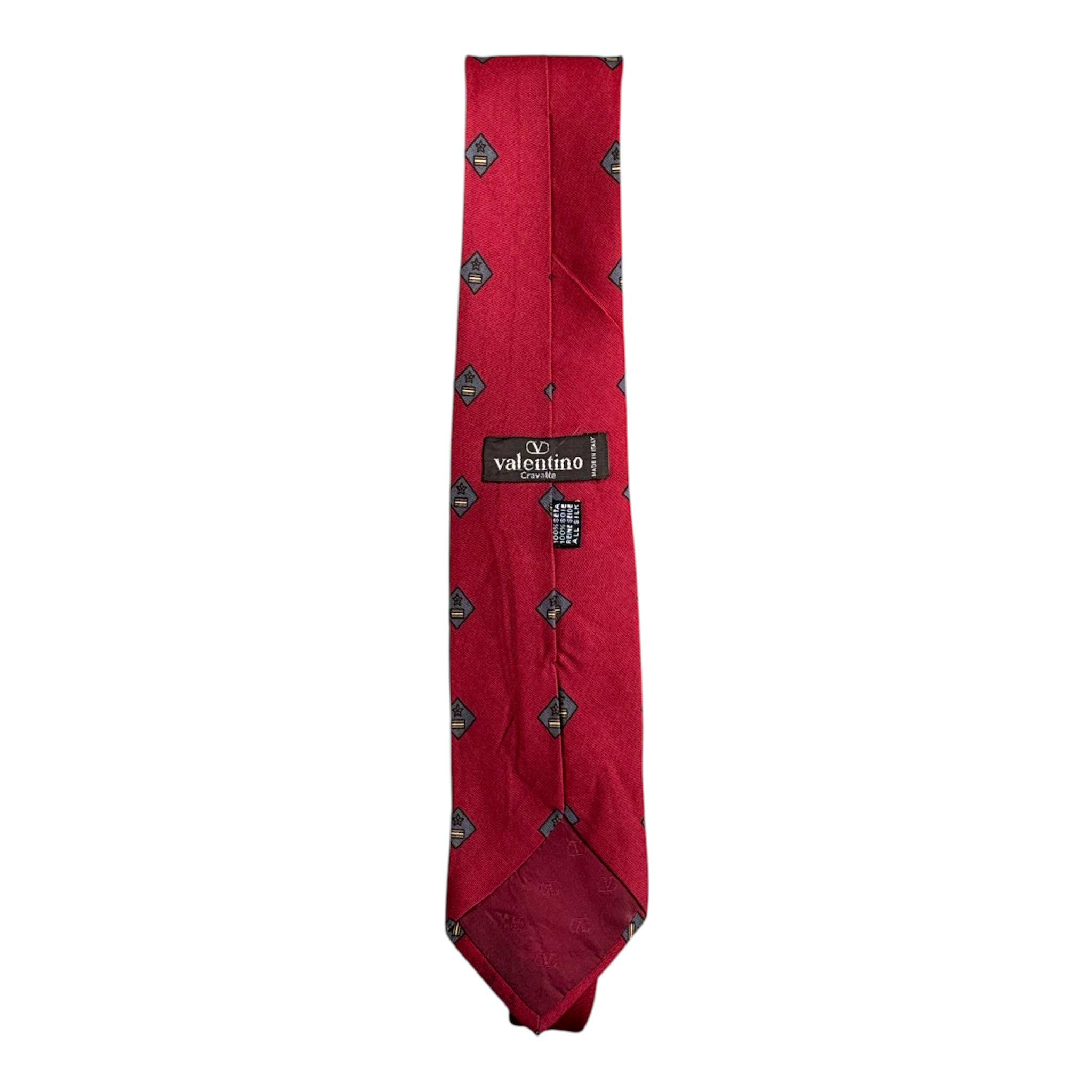 VINTAGE VALENTINO CRAVATTE RED MEDALLION SILK TIE-2