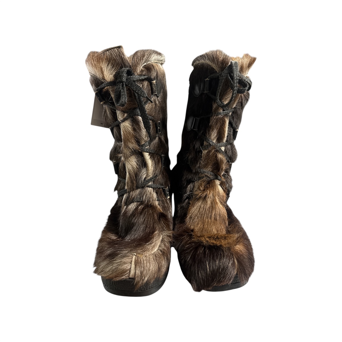 VINTAGE HANDCRAFTED FUR BOOTS RUSTIC & AUTHENTIC-2