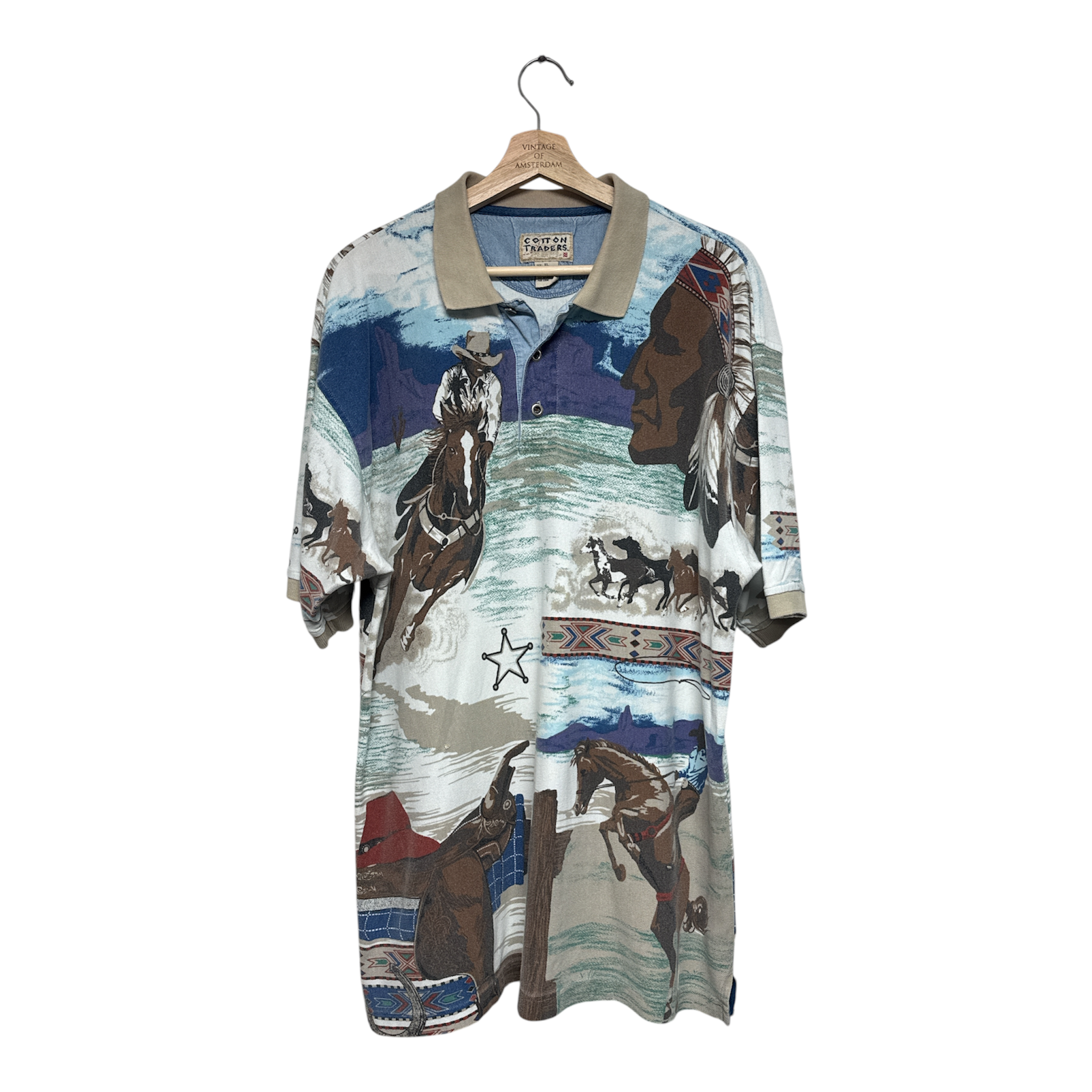 VINTAGE WESTERN ALL-OVER PRINT POLO