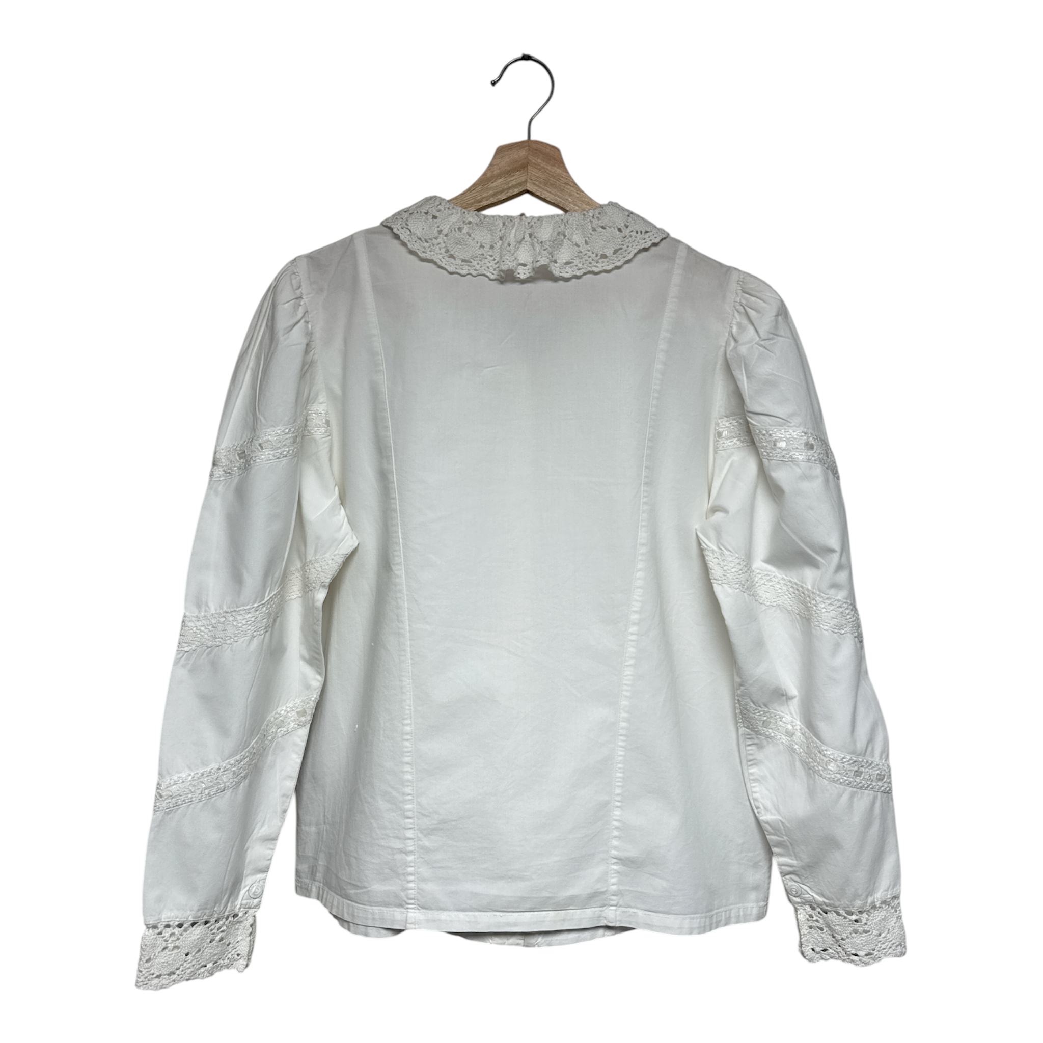 VINTAGE WHITE LACE BLOUSE ROMANTIC PRAIRIE COTTAGECORE TOP-2