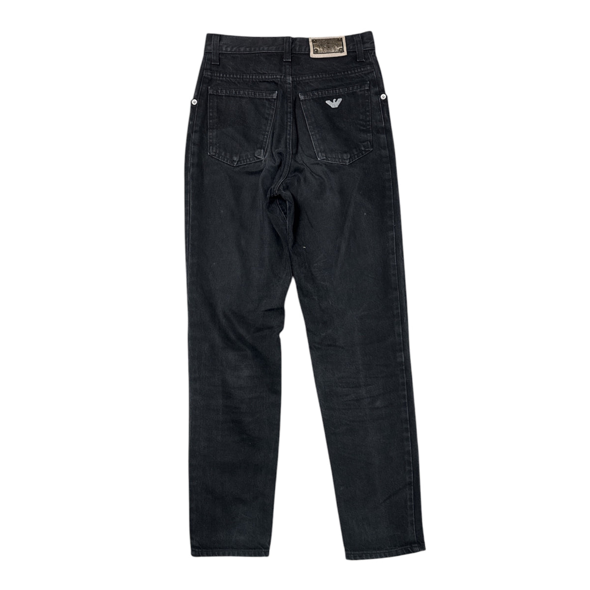 VINTAGE ARMANI JEANS WASHED BLACK STRAIGHT LEG JEANS-2
