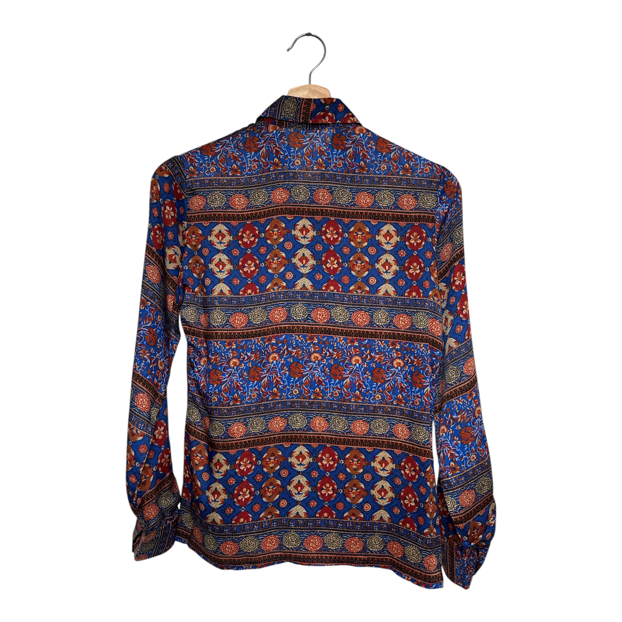 VINTAGE 70S BOHO FLORAL PRINT BUTTON-UP BLOUSE-2