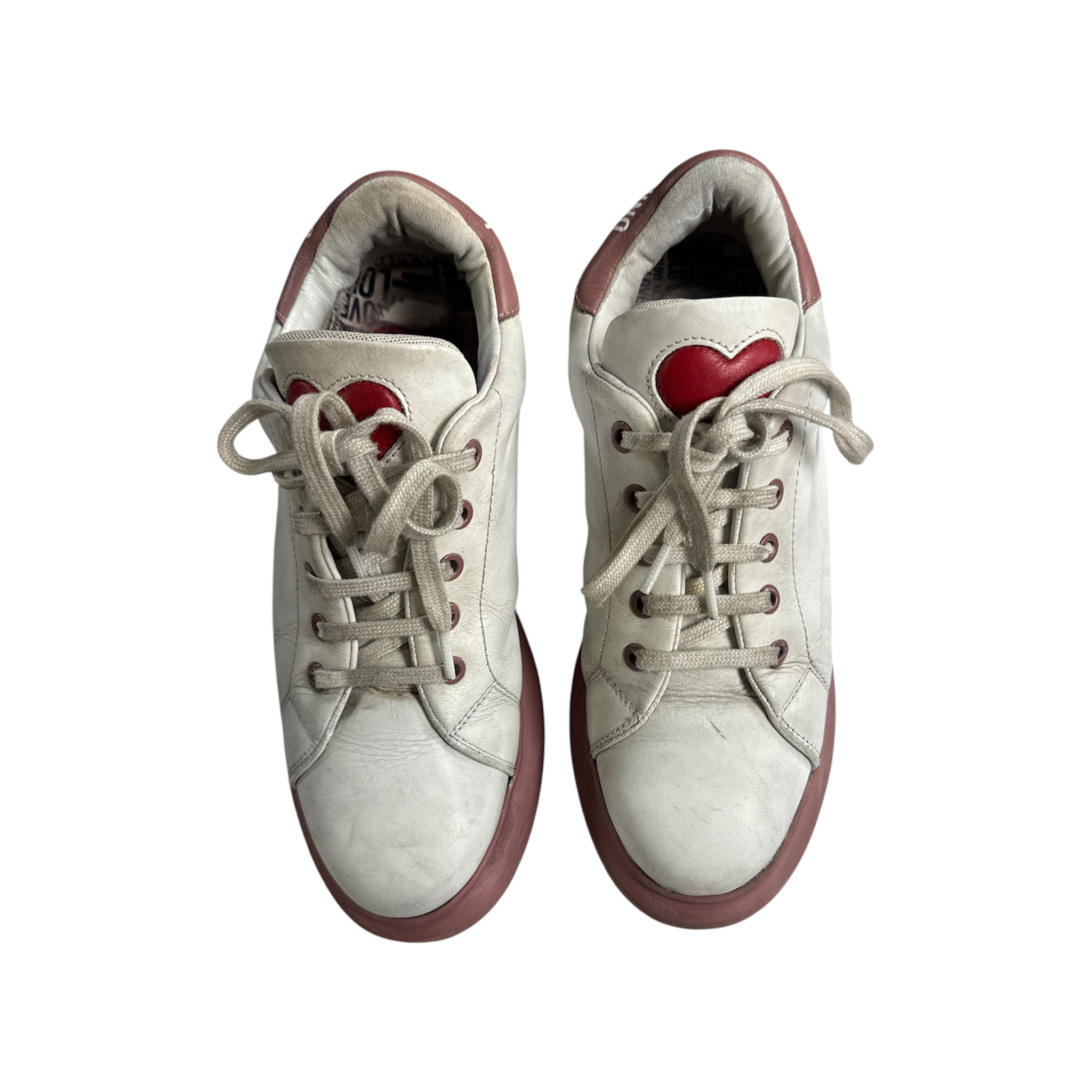 VINTAGE LOVE MOSCHINO WOMEN’S WHITE LEATHER SNEAKERS-2