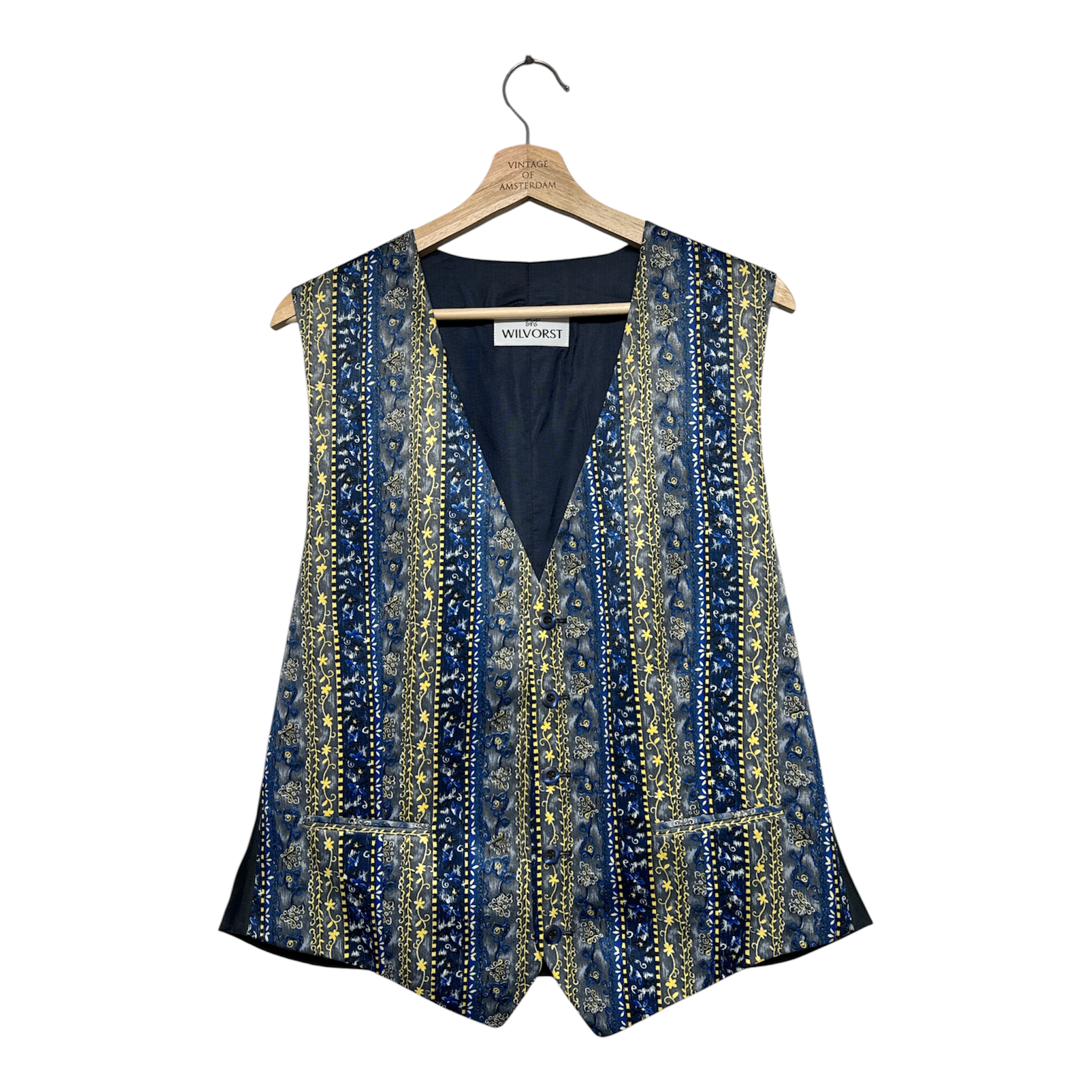 VINTAGE WILVORST BLUE & GOLD ORNATE VEST