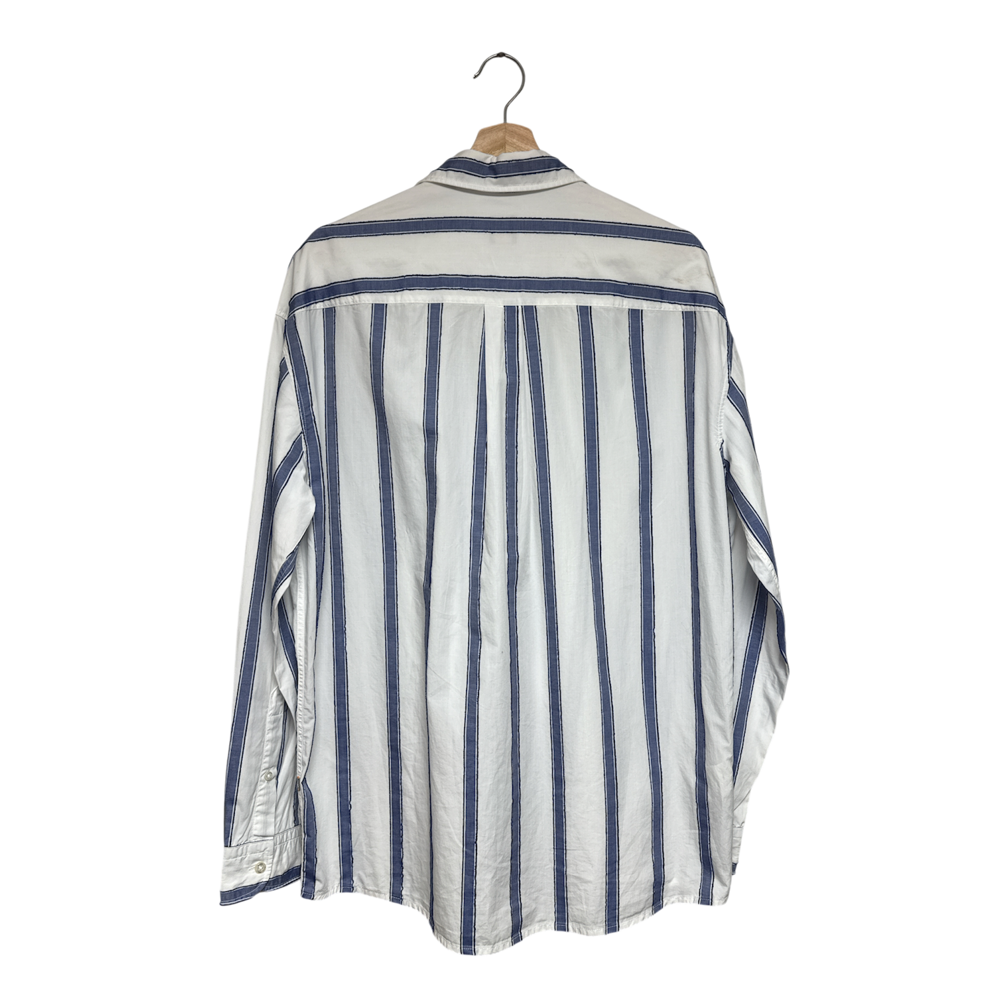 VINTAGE HUGO BOSS BLUE STRIPE BUTTON-UP SHIRT-2