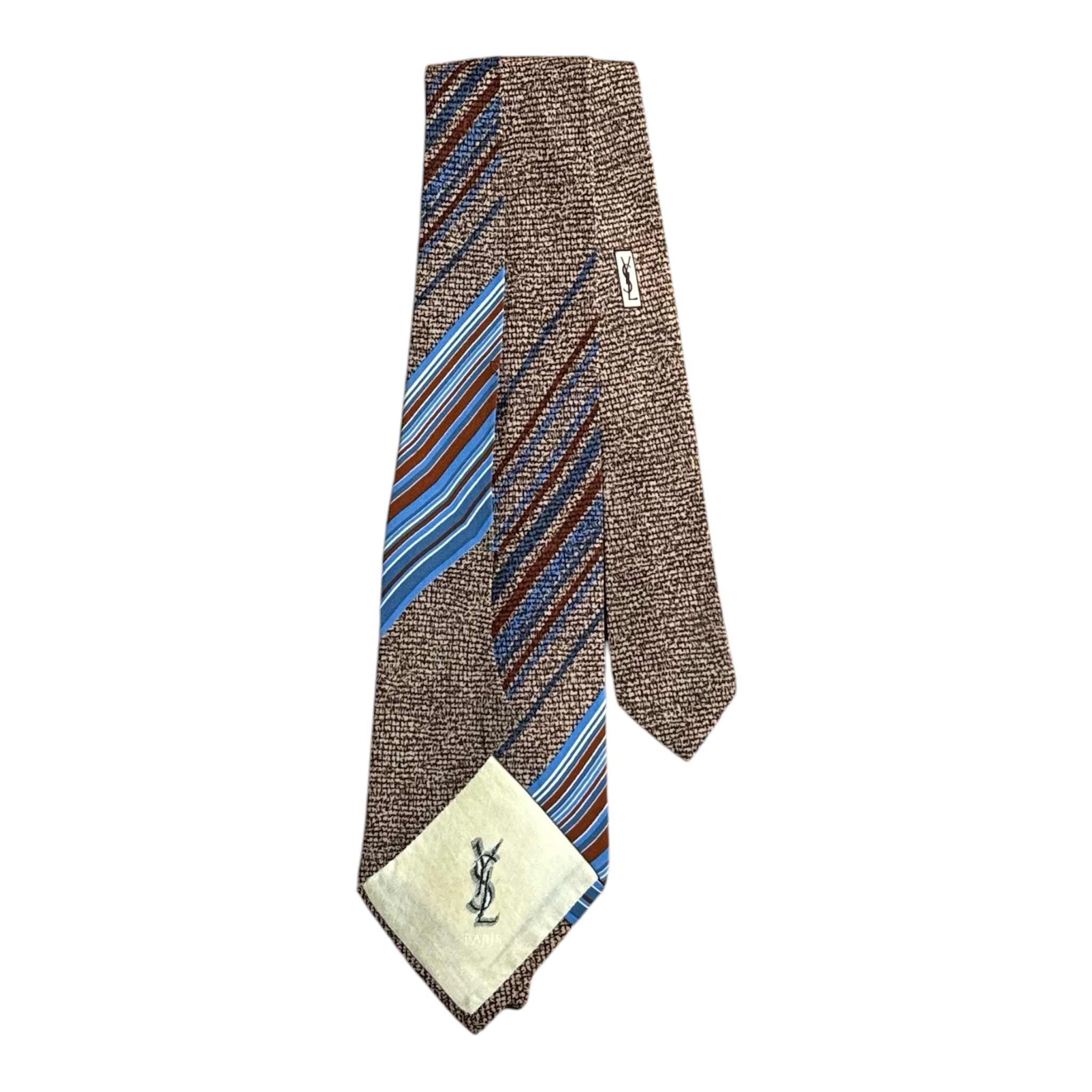 VINTAGE YVES SAINT LAURENT TEXTURED STRIPE SILK TIE-2
