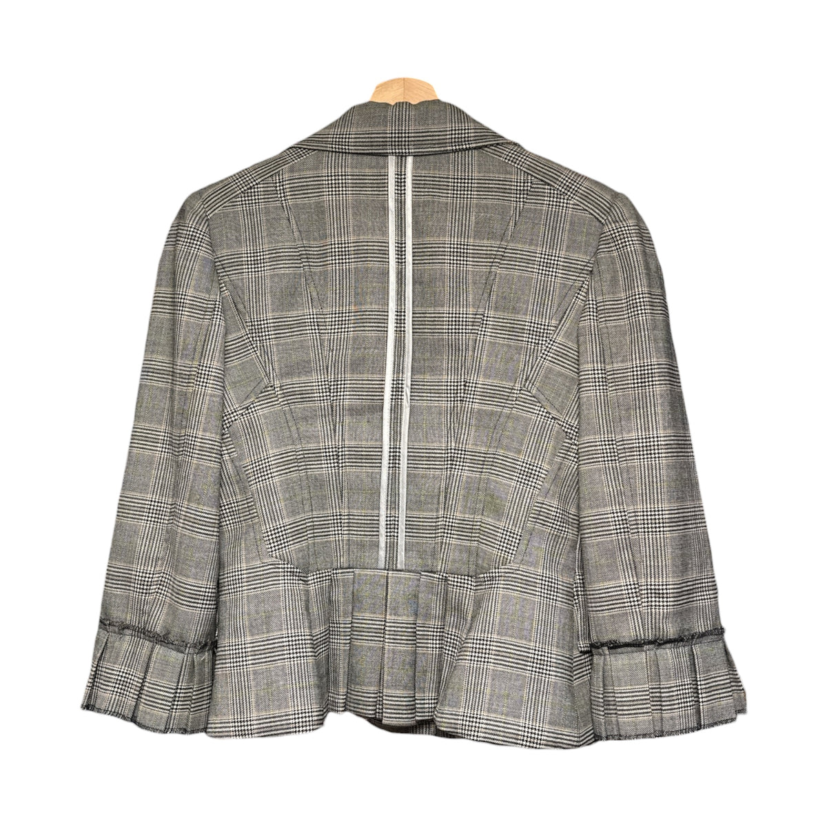 VINTAGE DOLCE GABBANA GLEN PLAID TAILORED RUFFLE CUFF BLAZER-2
