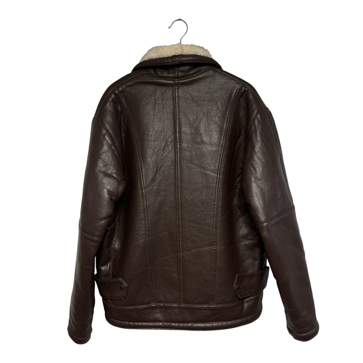 VINTAGE DARK BROWN LEATHER SHEARLING AVIATOR JACKET-2