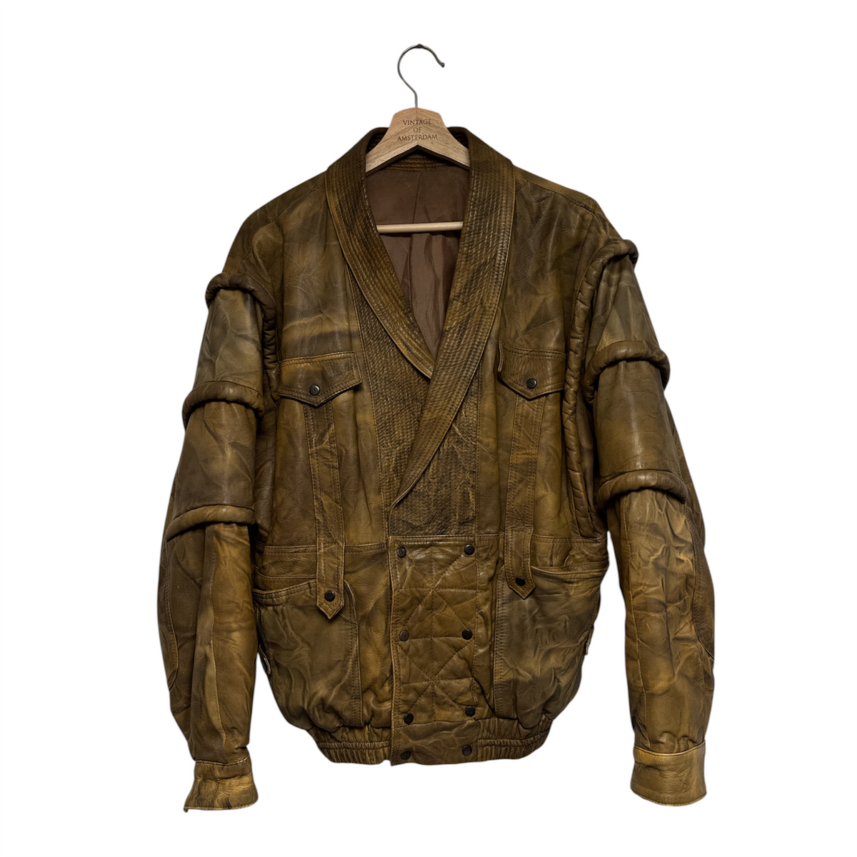 VINTAGE DISTRESSED BROWN LEATHER JACKET
