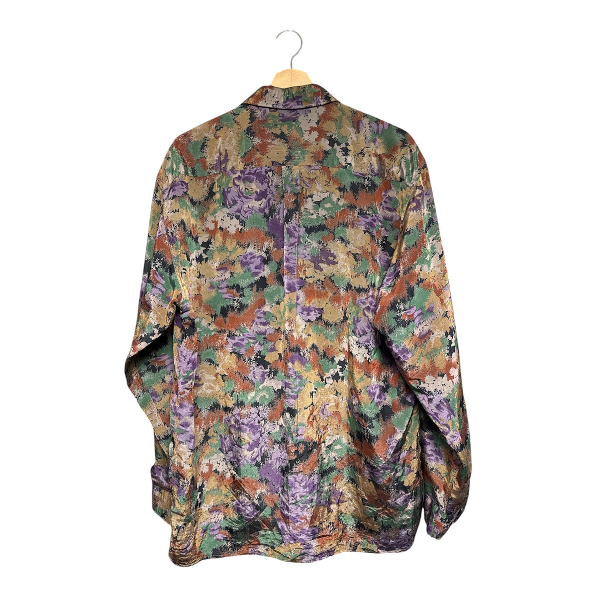 VINTAGE CHRISTIAN DIOR ABSTRACT FLORAL SILK LONG SLEEVE SHIRT-2