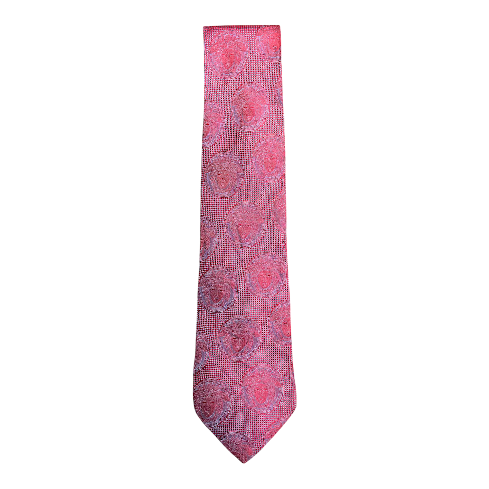 VINTAGE GIANNI VERSACE RED MEDUSA JACQUARD SILK TIE