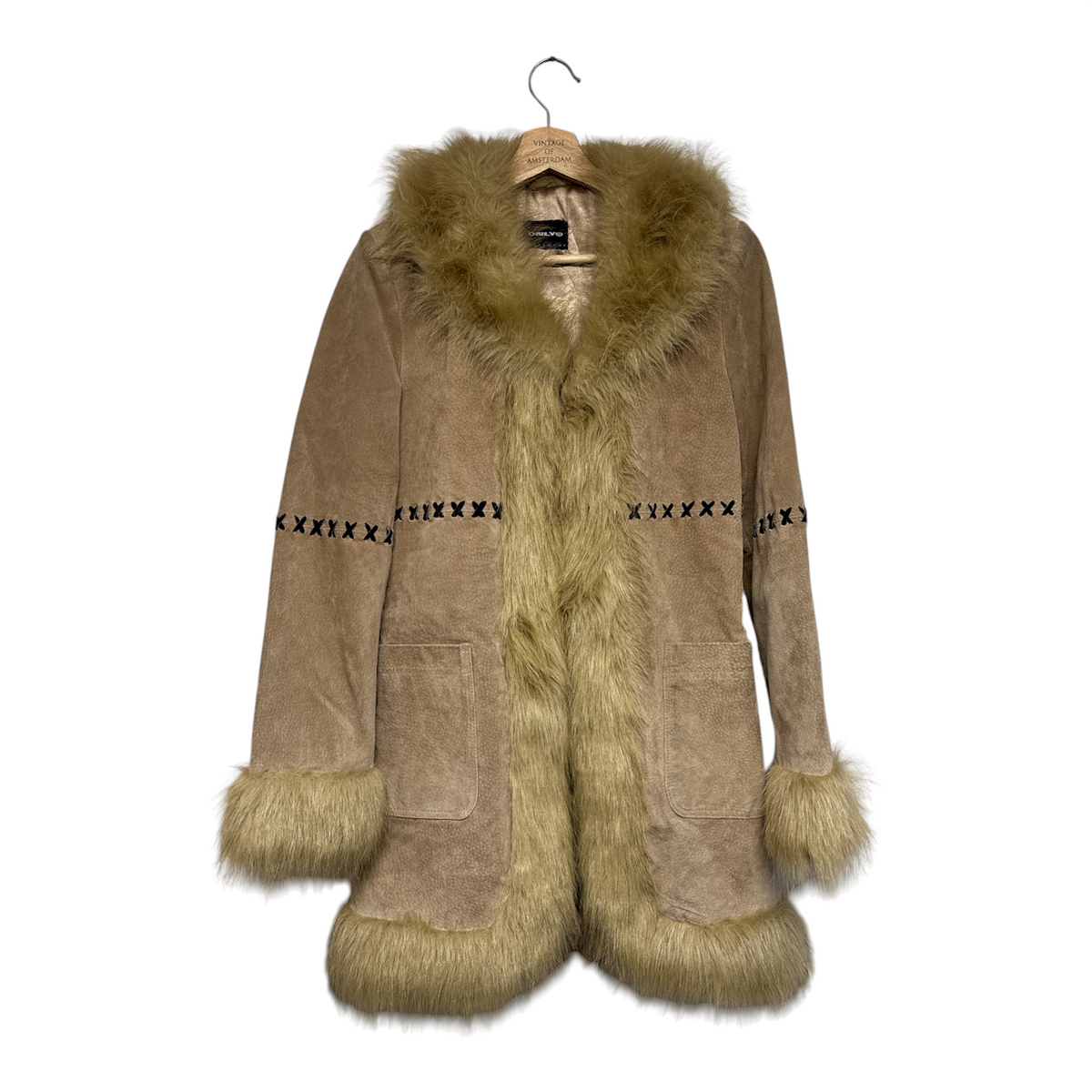 VINTAGE TAUPE SHEARLING COAT