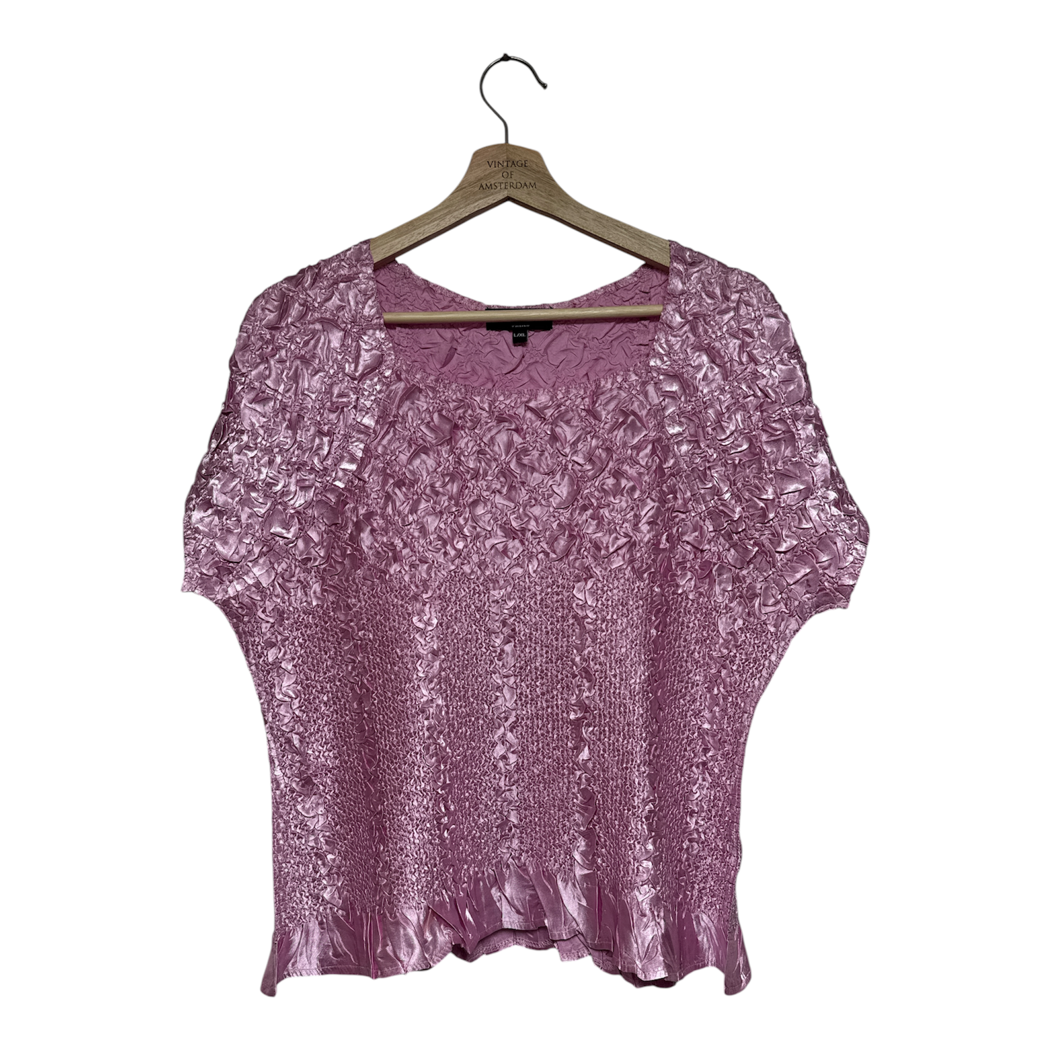 VINTAGE PINK METALLIC TEXTURED Y2K TOP-1