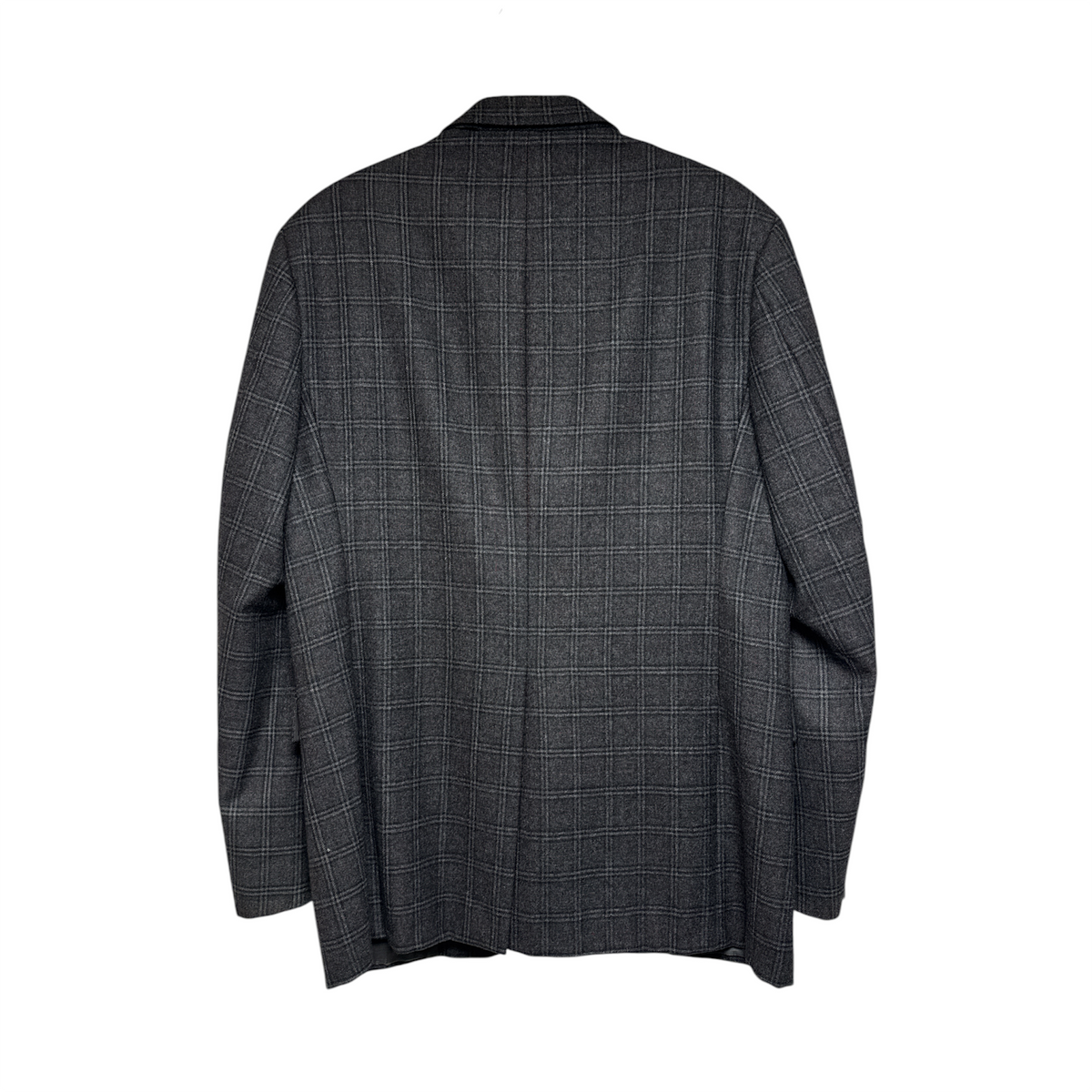 VINTAGE CHARCOAL GREY PLAID WOOL BLAZER JACKET-2
