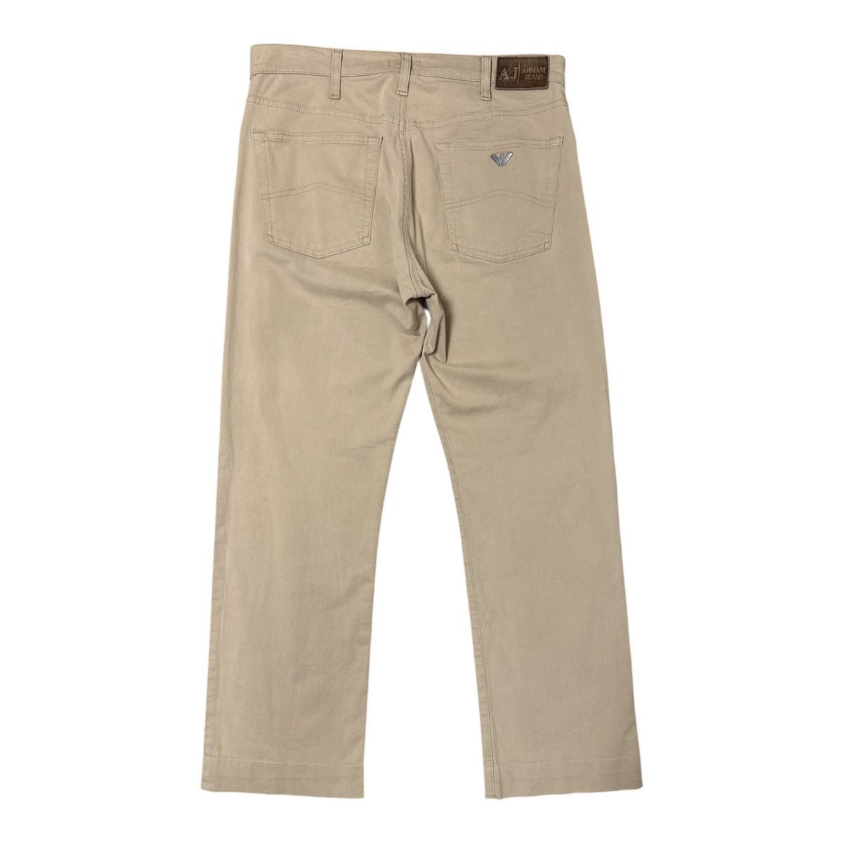 VINTAGE ARMANI JEANS BEIGE CLASSIC FIT COTTON TROUSERS-2