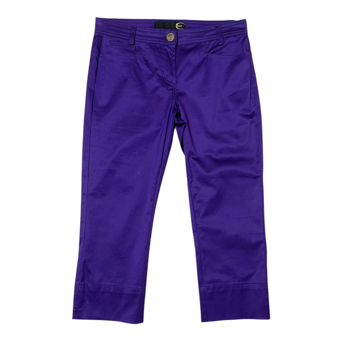 VINTAGE JUST CAVALLI PURPLE CUFF DETAIL CROPPED CAPRI TROUSERS-1