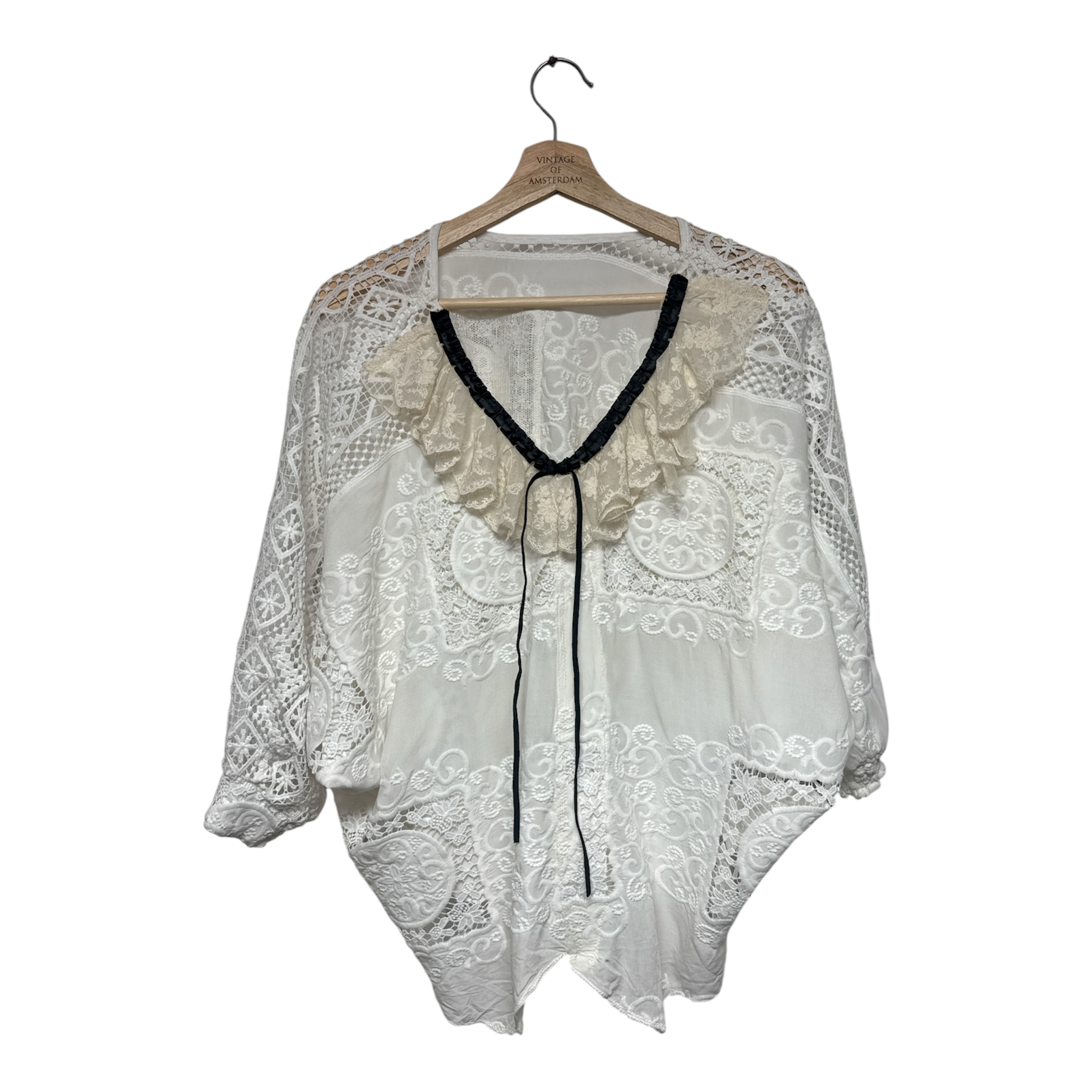 VINTAGE EMBROIDERED LACE BOHO BLOUSE-1