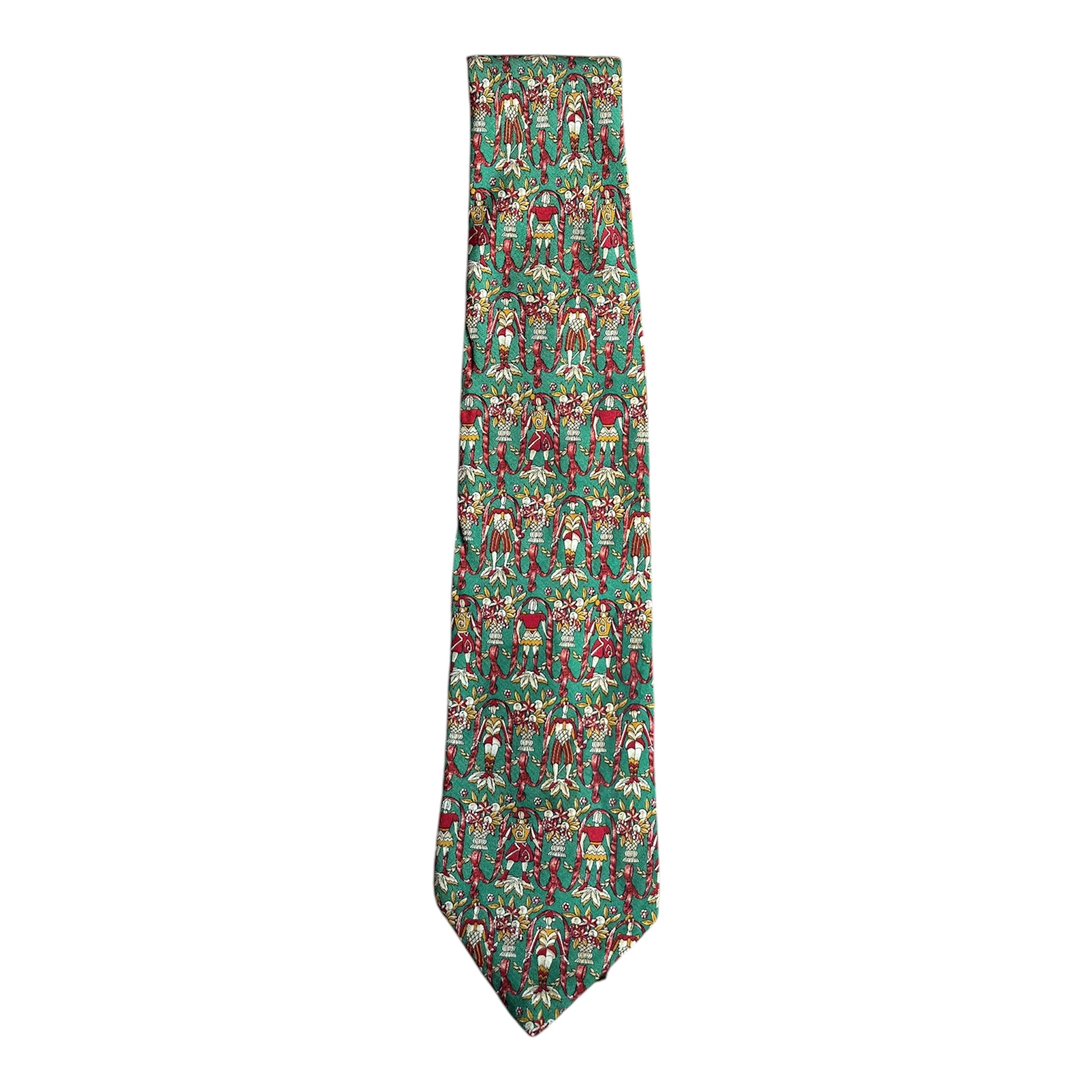 VINTAGE SALVATORE FERRAGAMO MULTICOLOR ART PRINT SILK TIE