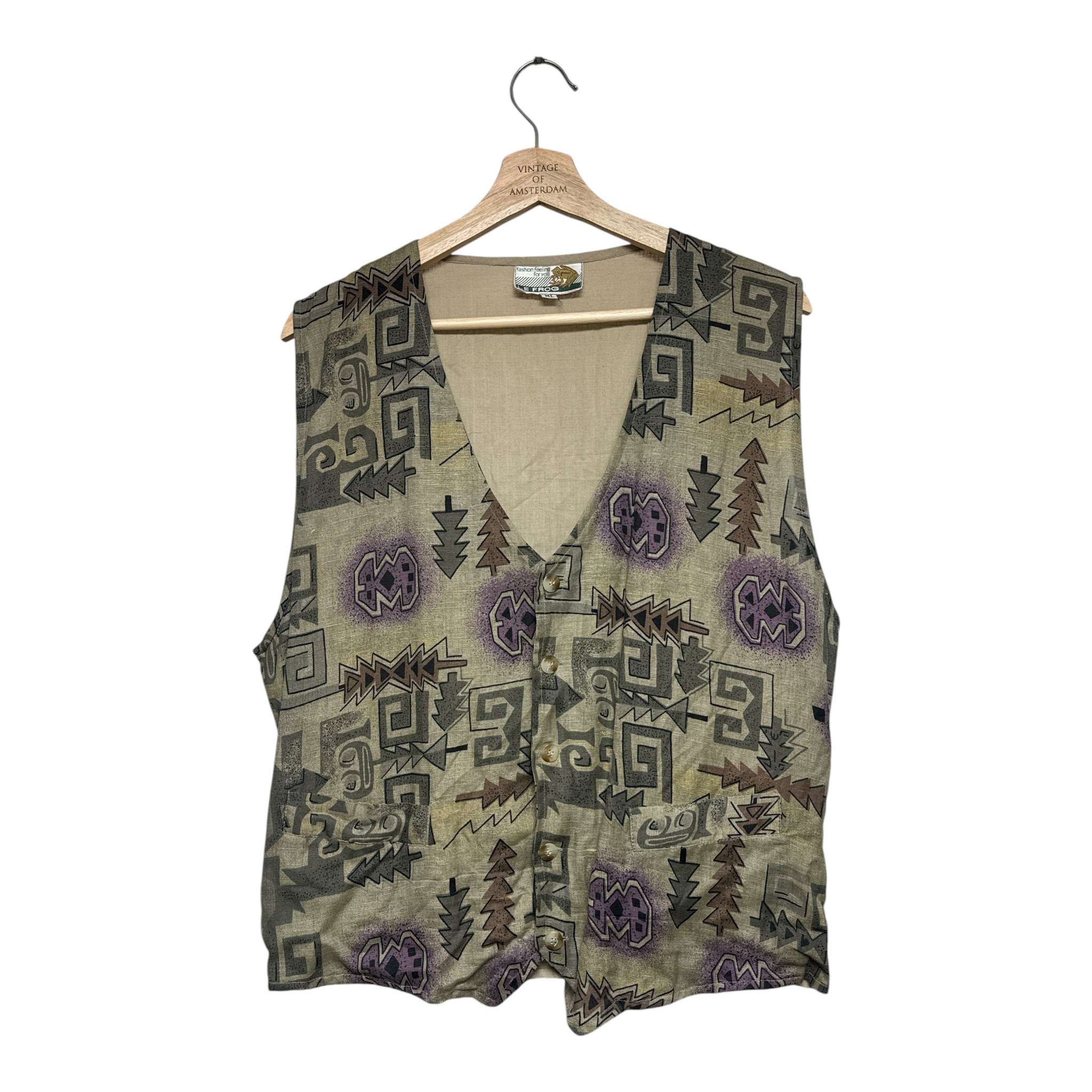 VINTAGE EARTH TONE TRIBAL PRINT VEST