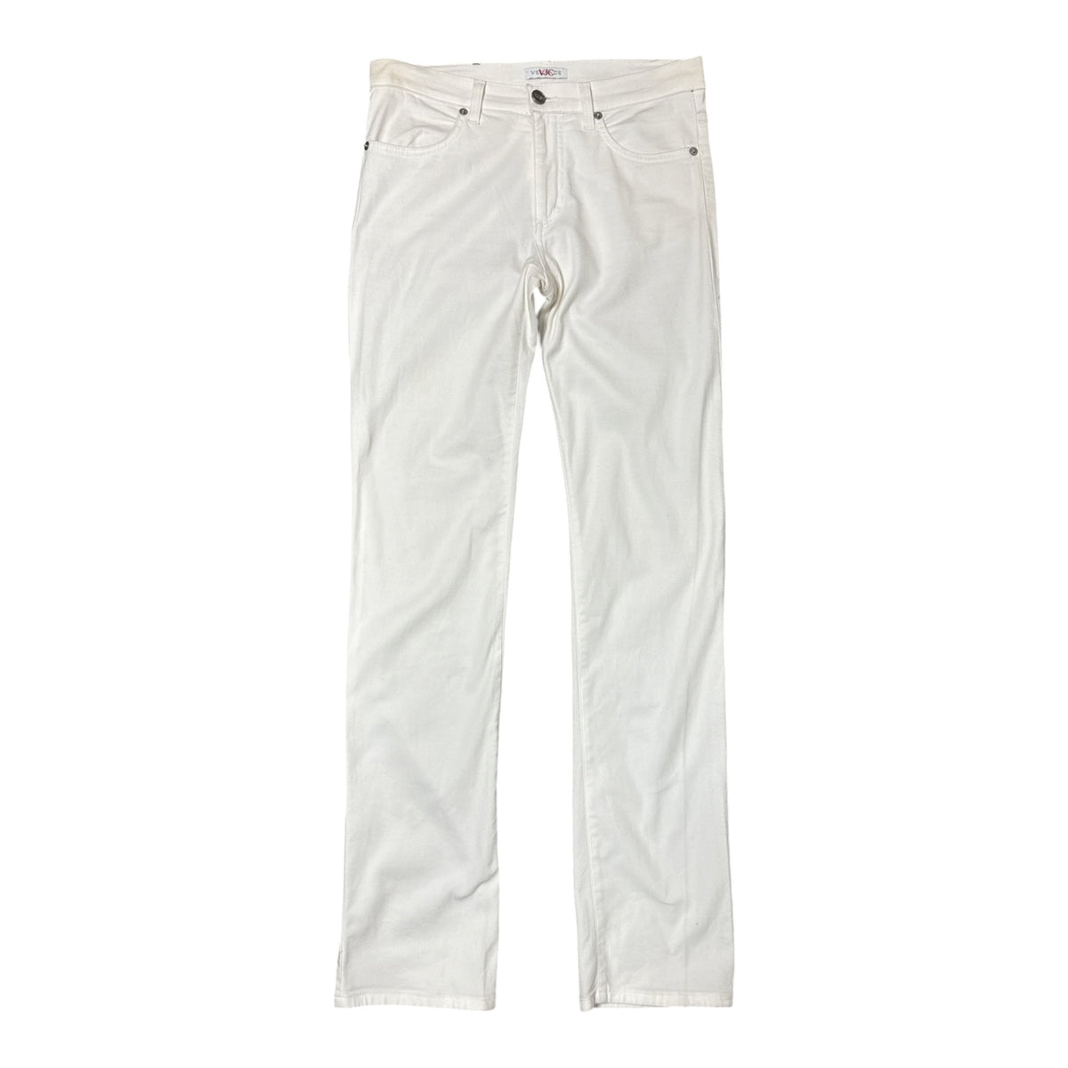 VINTAGE VERSACE JEANS WHITE MINIMALIST STRAIGHT LEG TROUSERS-1