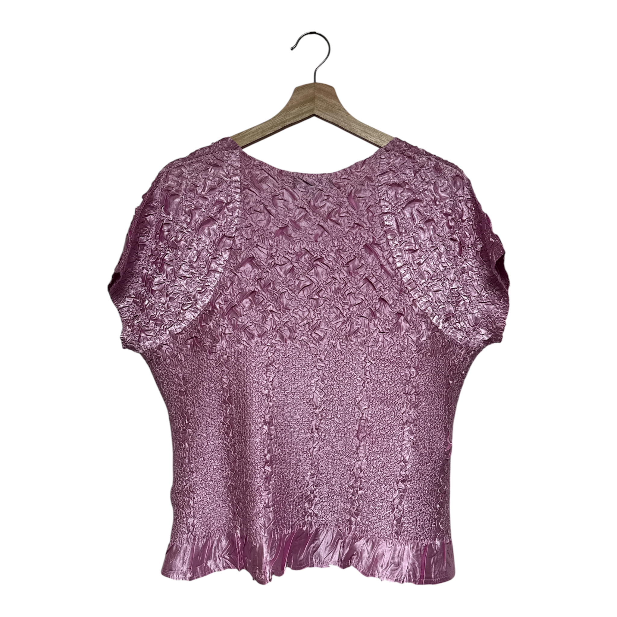 VINTAGE PINK METALLIC TEXTURED Y2K TOP