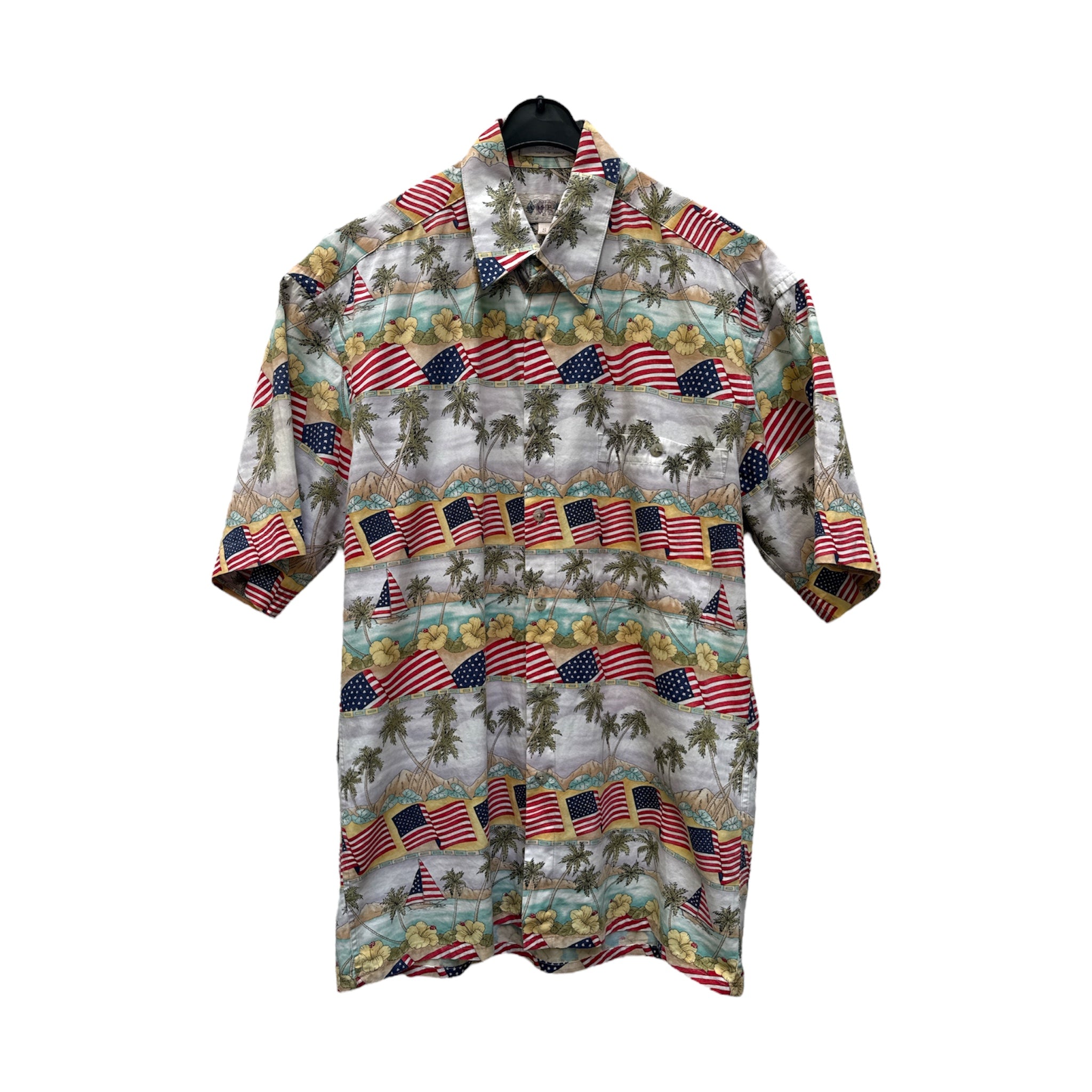 Vintage Usa Flag Hawaiian Shirt