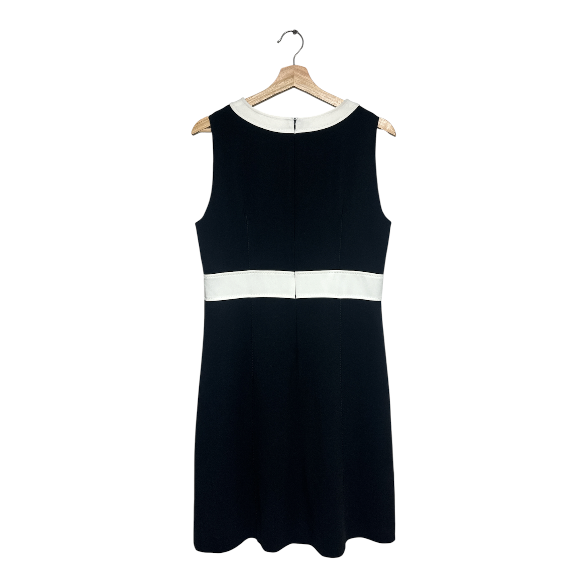 VINTAGE MAX MARA BLACK SLEEVELESS DRESS WITH WHITE CONTRAST TRIM-2