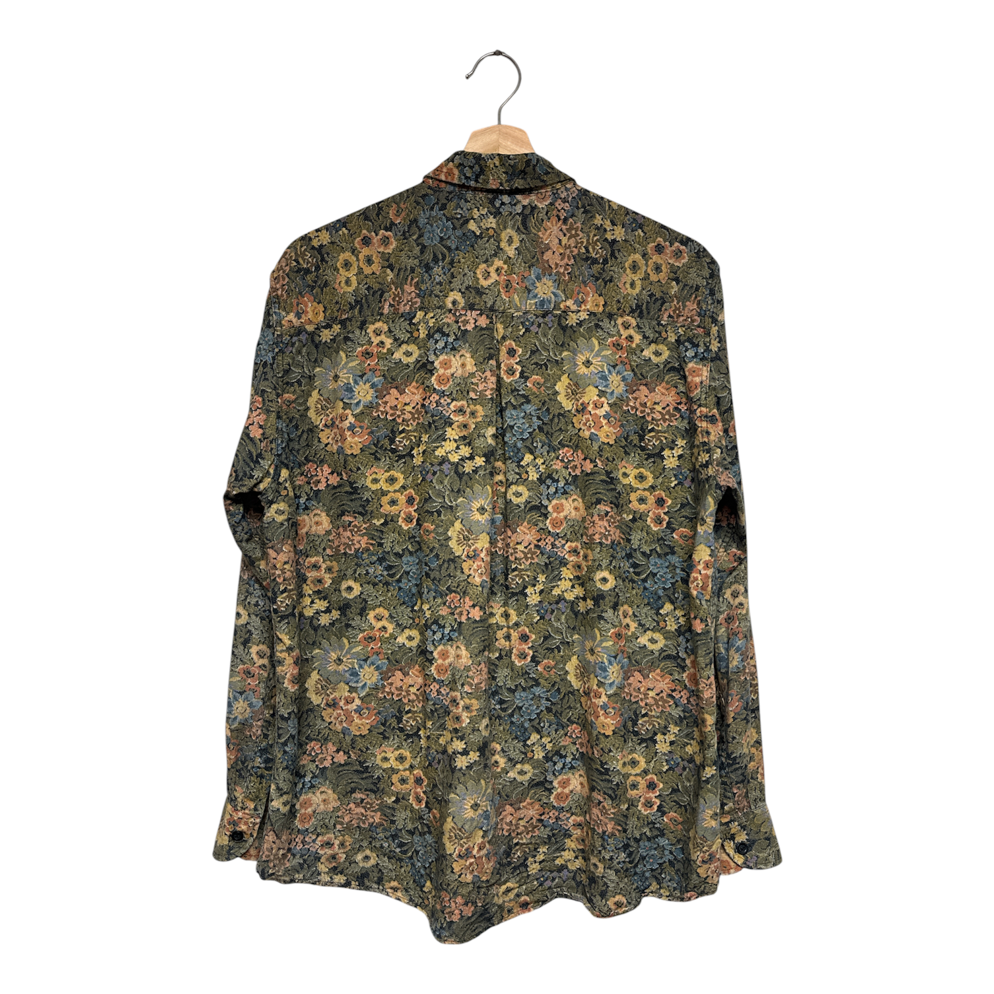 VINTAGE FLORAL TAPESTRY PRINT LONG SLEEVE BUTTON-UP SHIRT-2